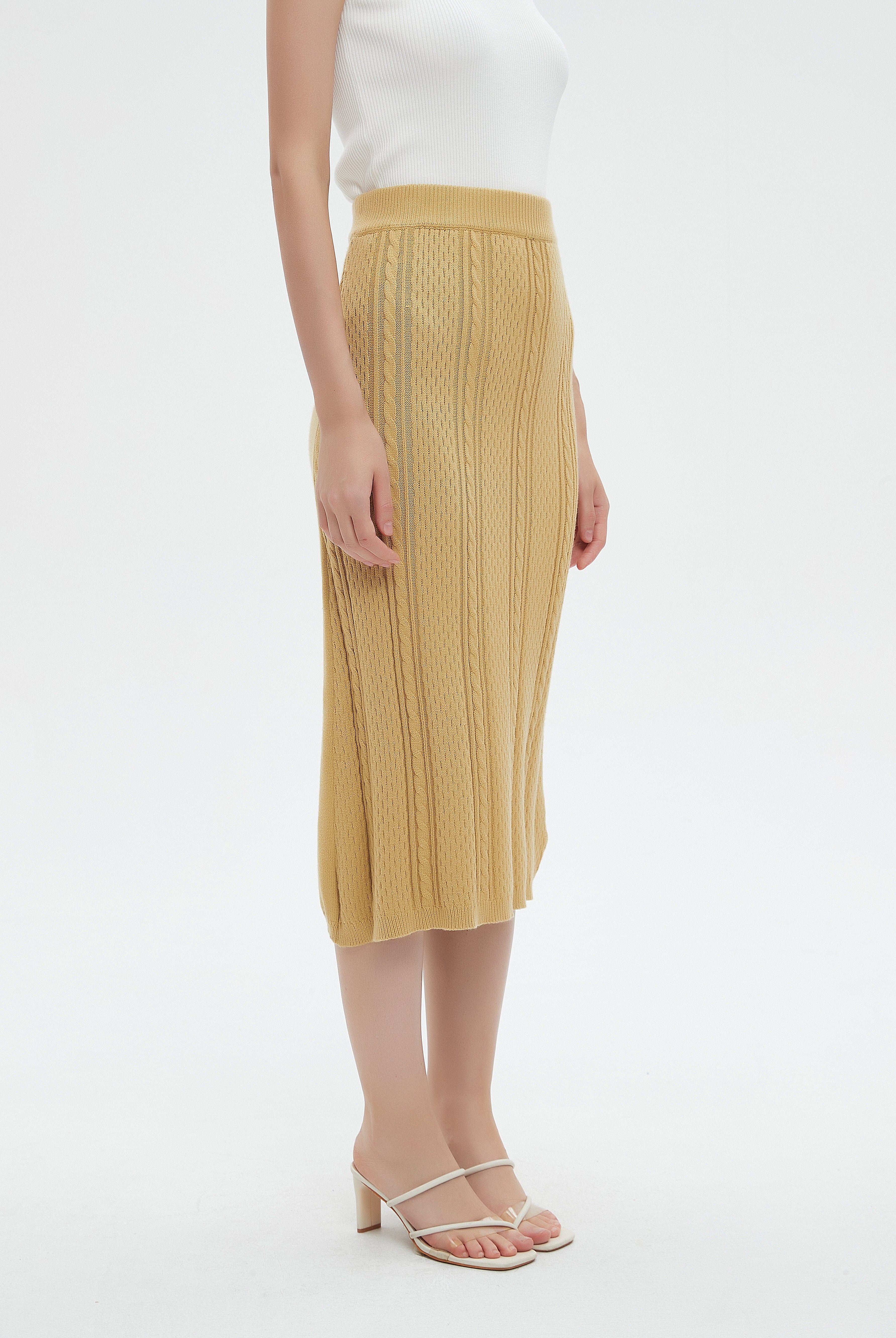 ميكا تنورة ميدي نسائية محفرة بالطول