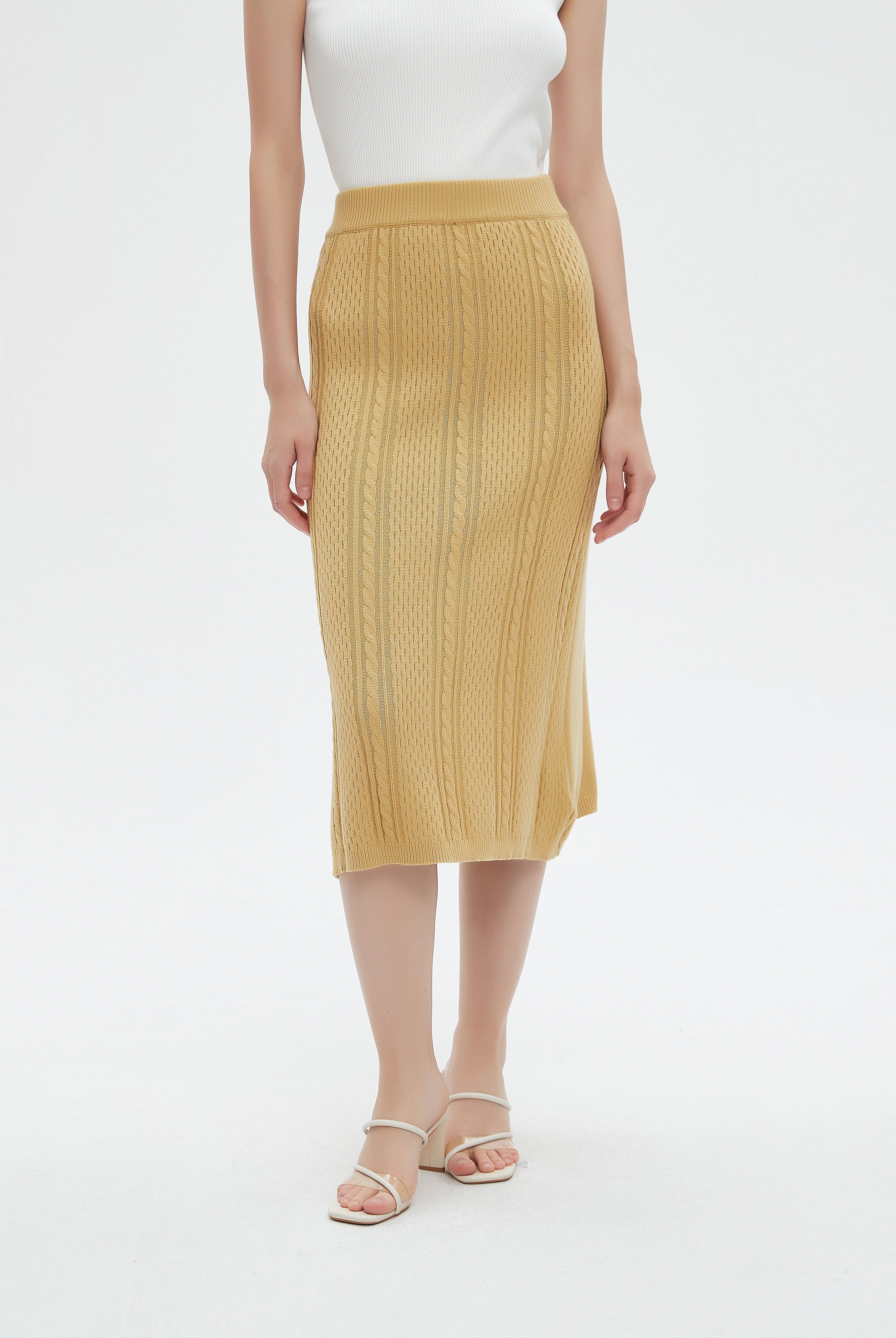 ميكا تنورة ميدي نسائية محفرة بالطول