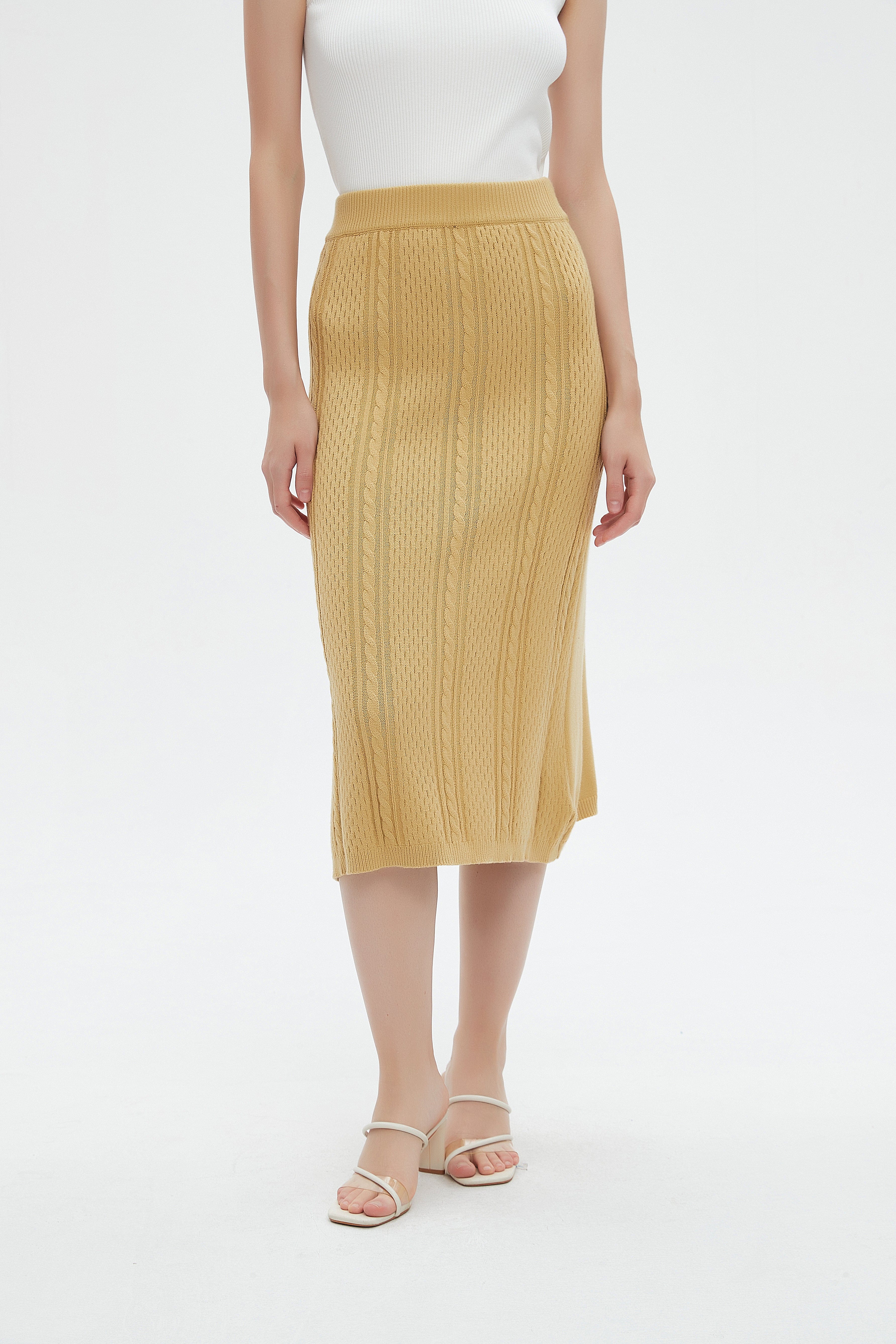 ميكا تنورة ميدي نسائية محفرة بالطول