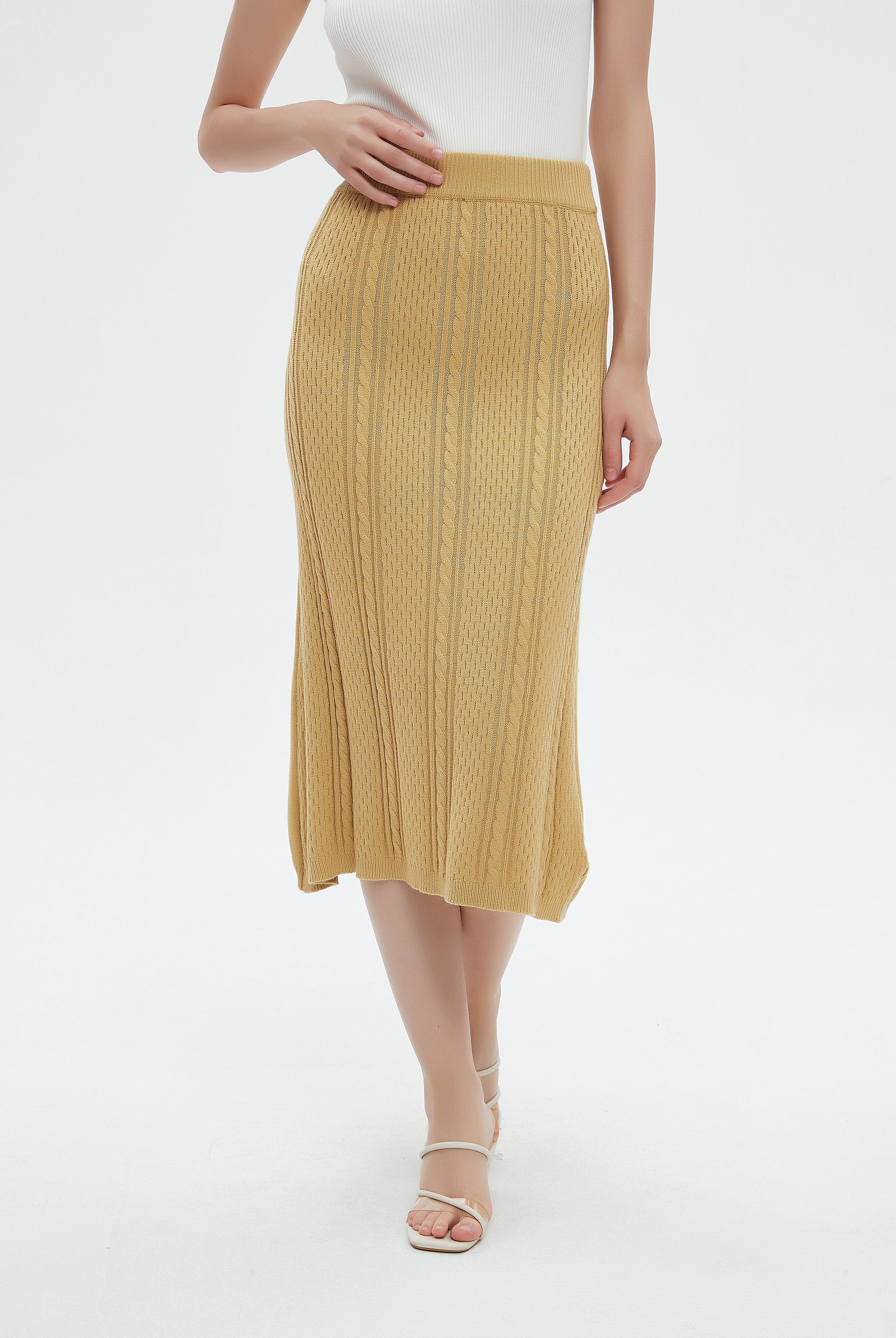 ميكا تنورة ميدي نسائية محفرة بالطول