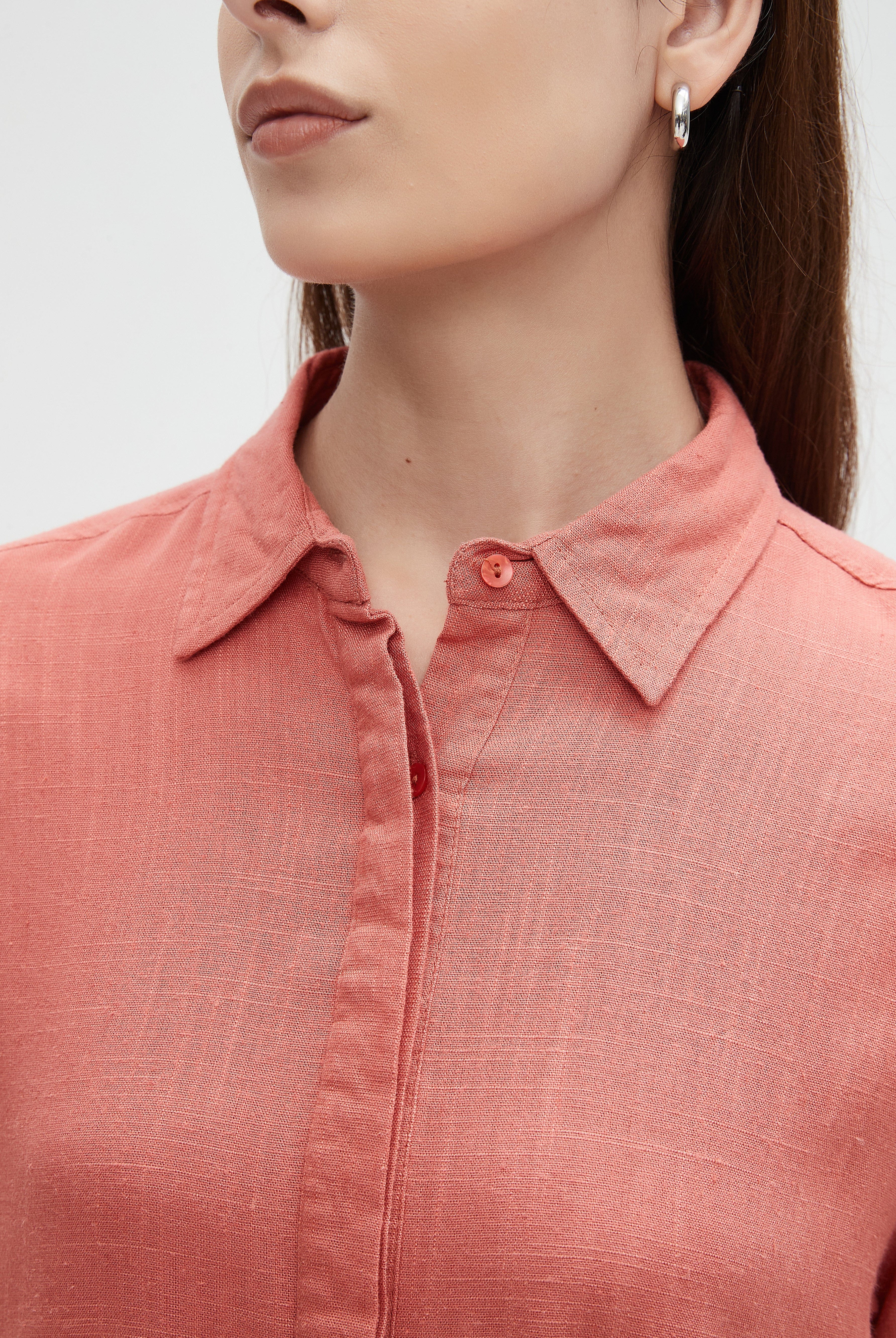 نتشي بلوزة نسائي سادة بازرار واكمام طويلة