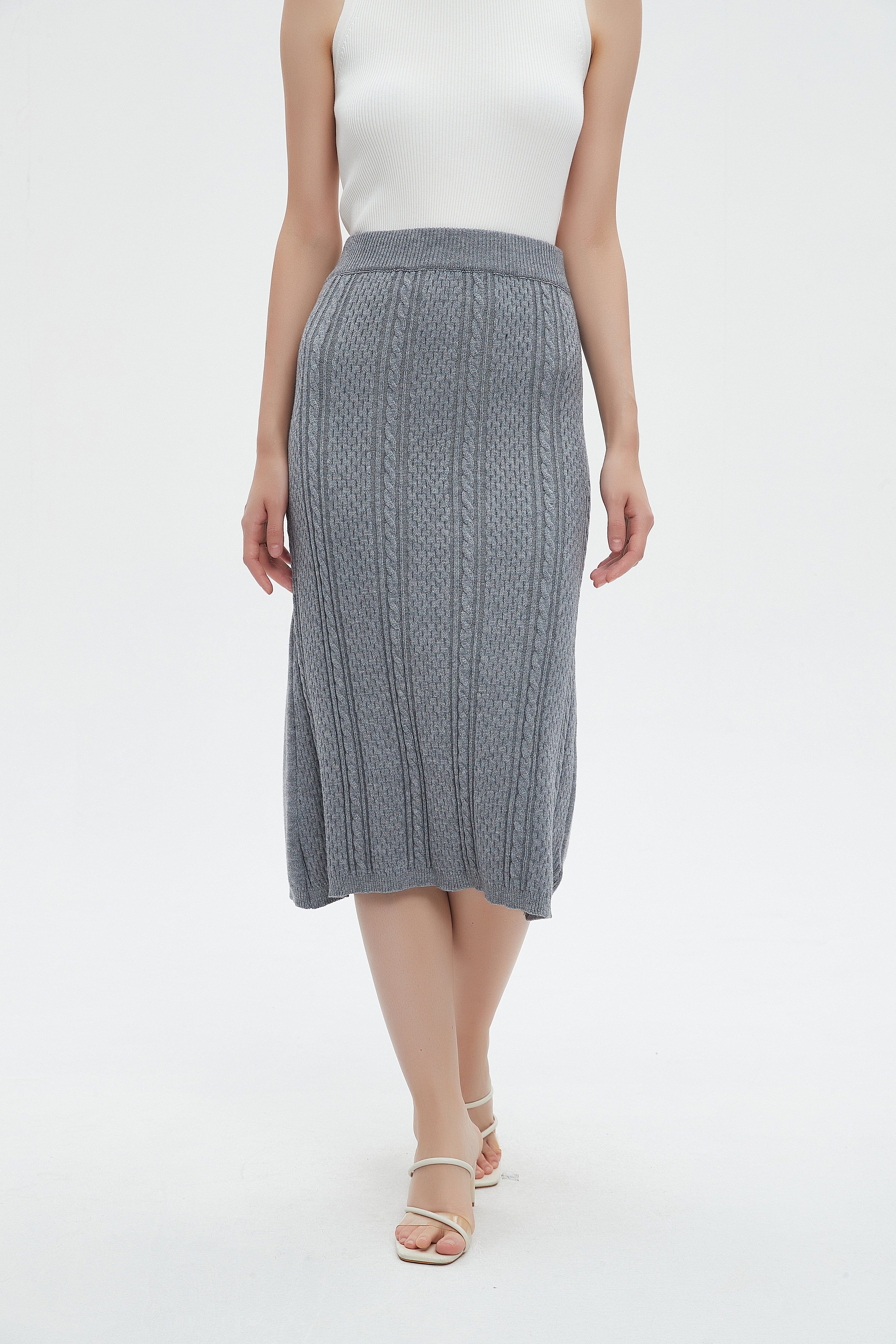 ميكا تنورة ميدي نسائية محفرة بالطول