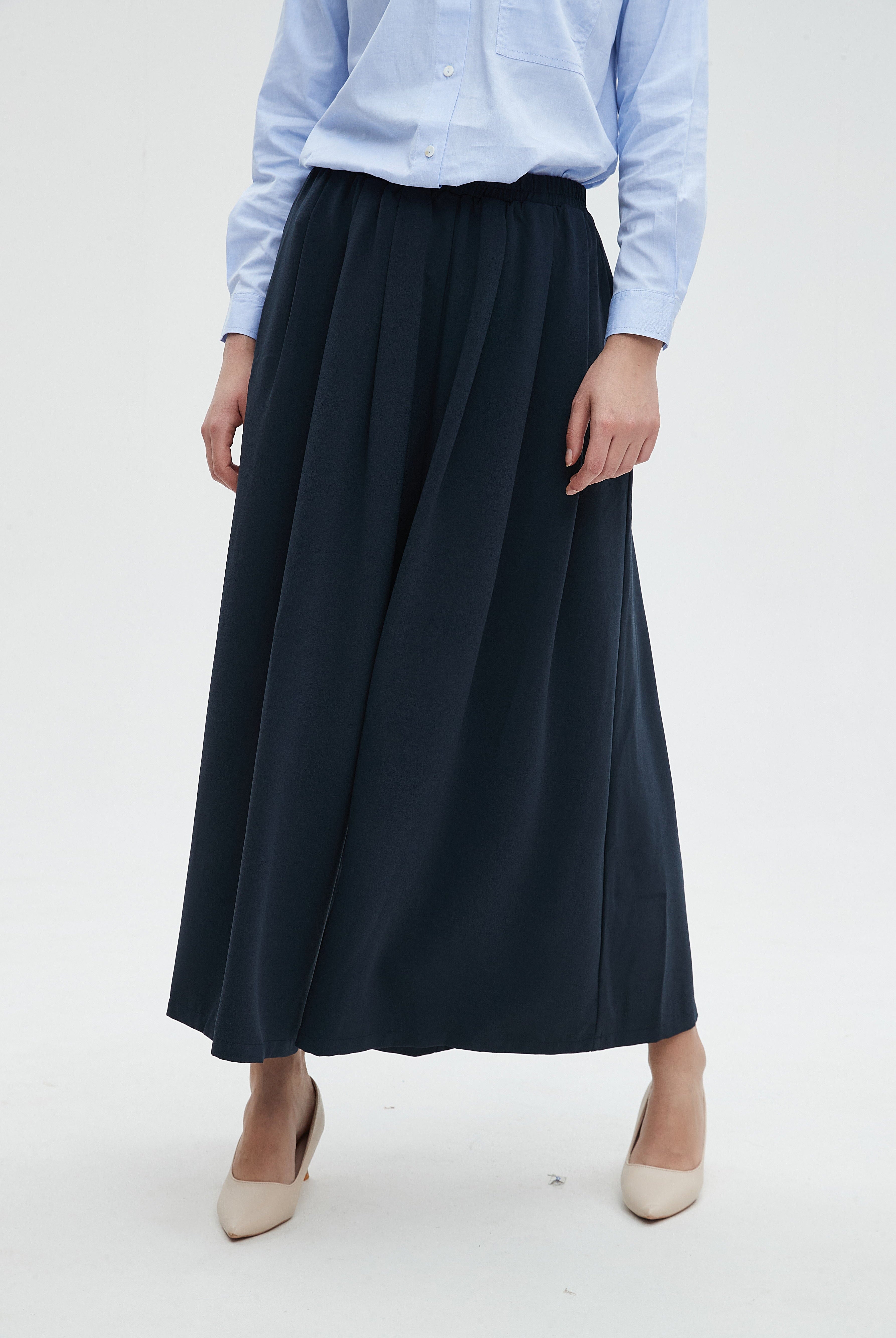 نتشي بنطلون تنورة نسائي ساده واسع