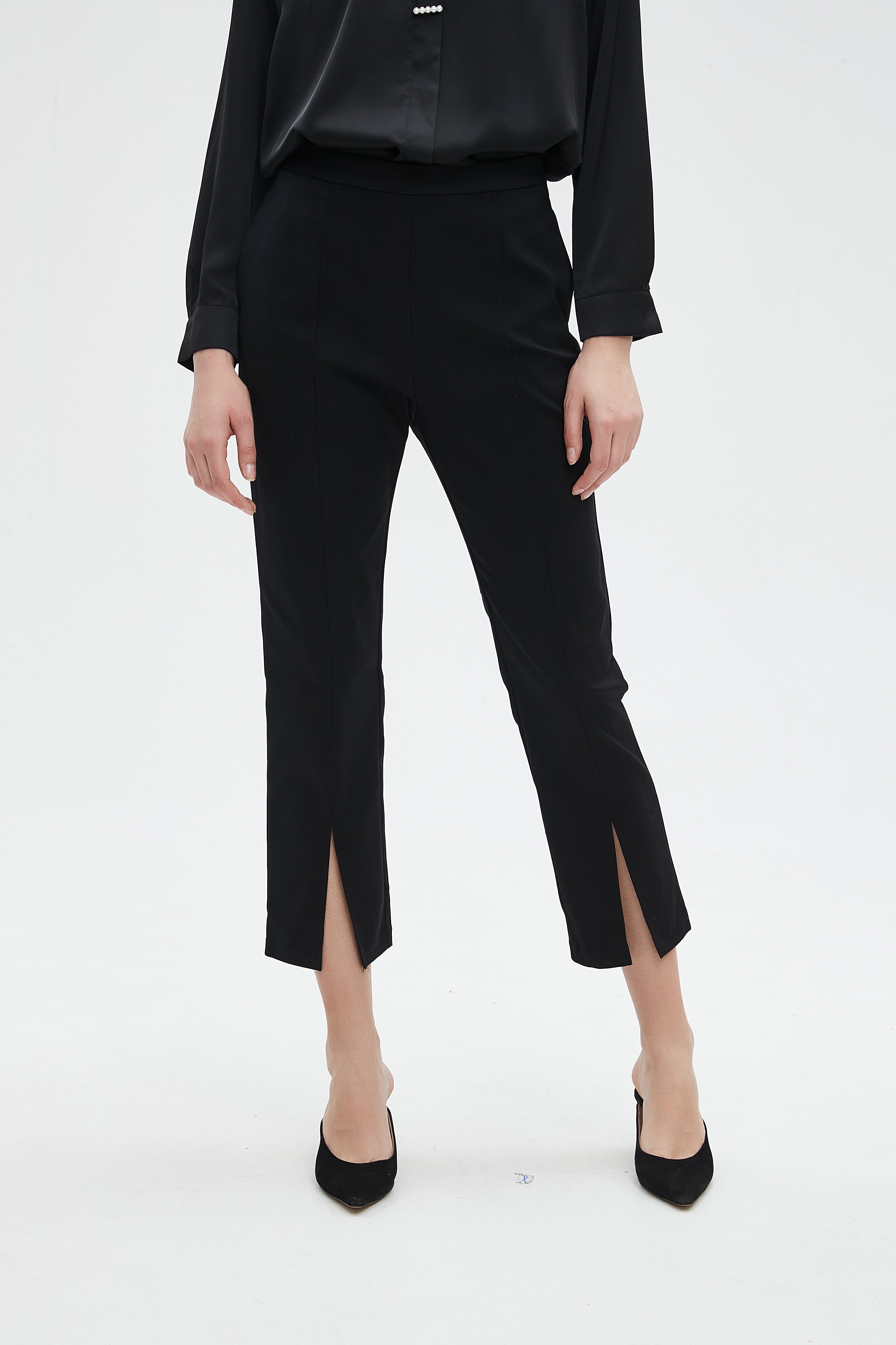 نتشي بنطلون نسائي سادة بفتحه على الرجل