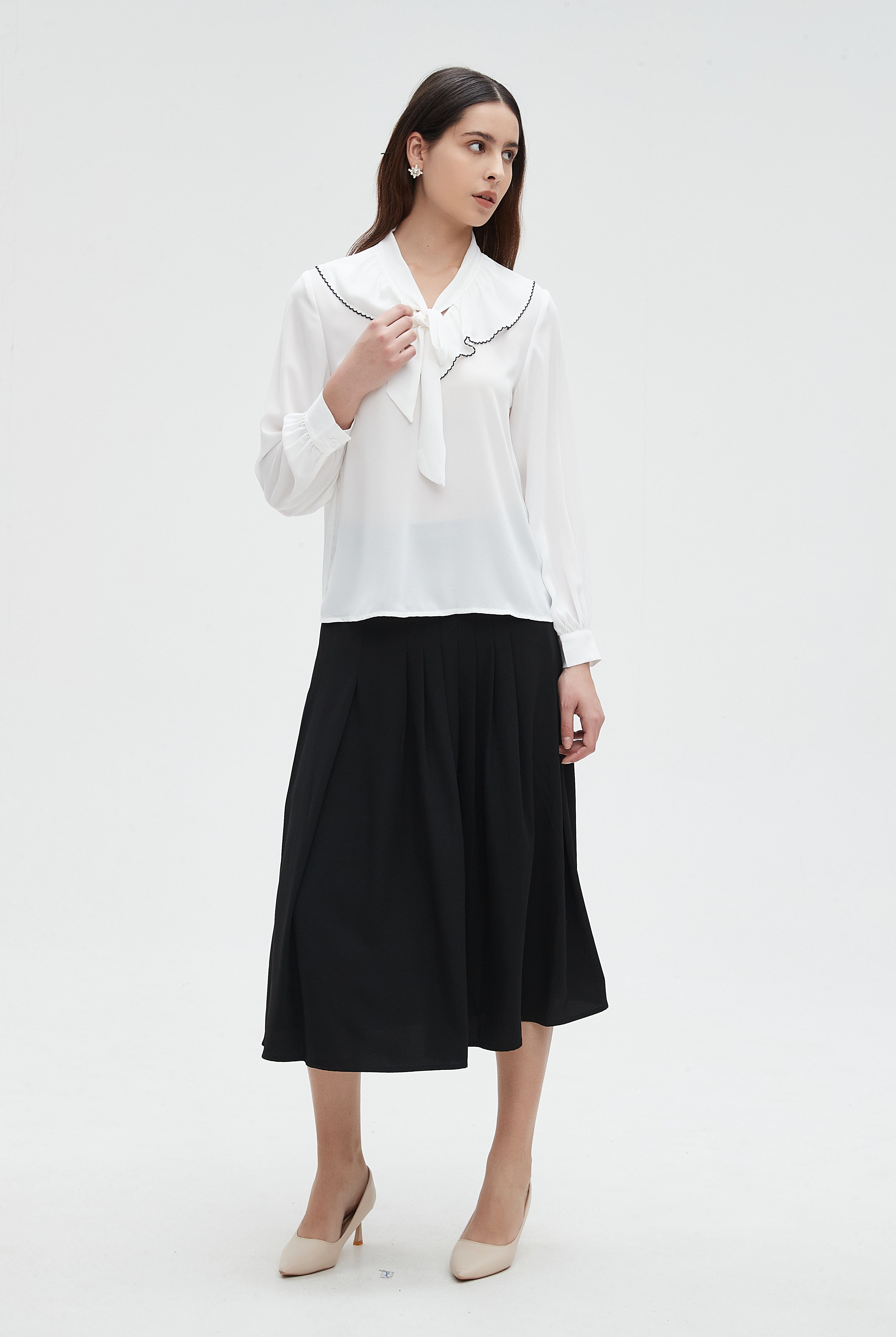 نتشي بلوزة نسائي بكم وكشكش على الصدر