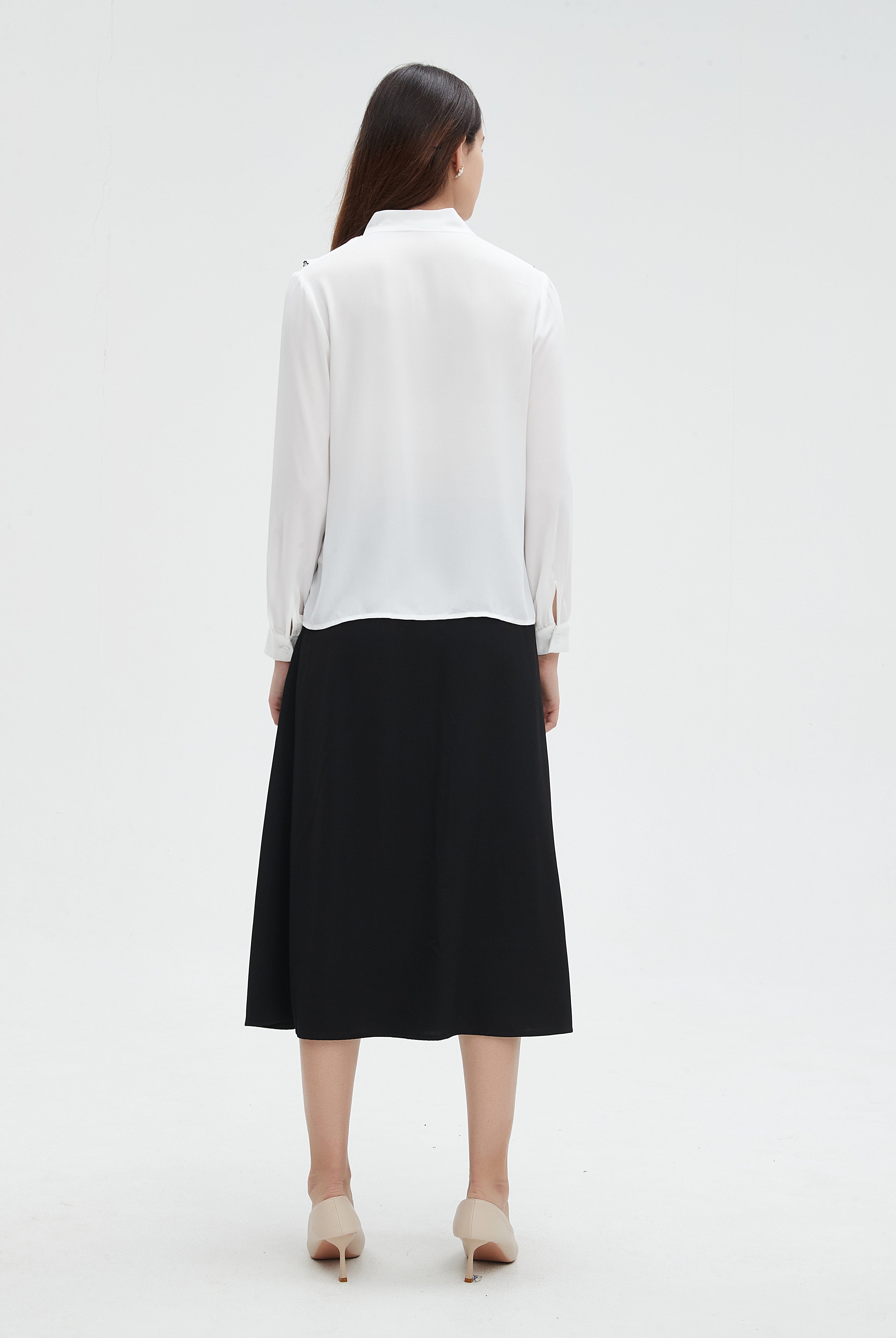 نتشي بلوزة نسائي بكم وكشكش على الصدر