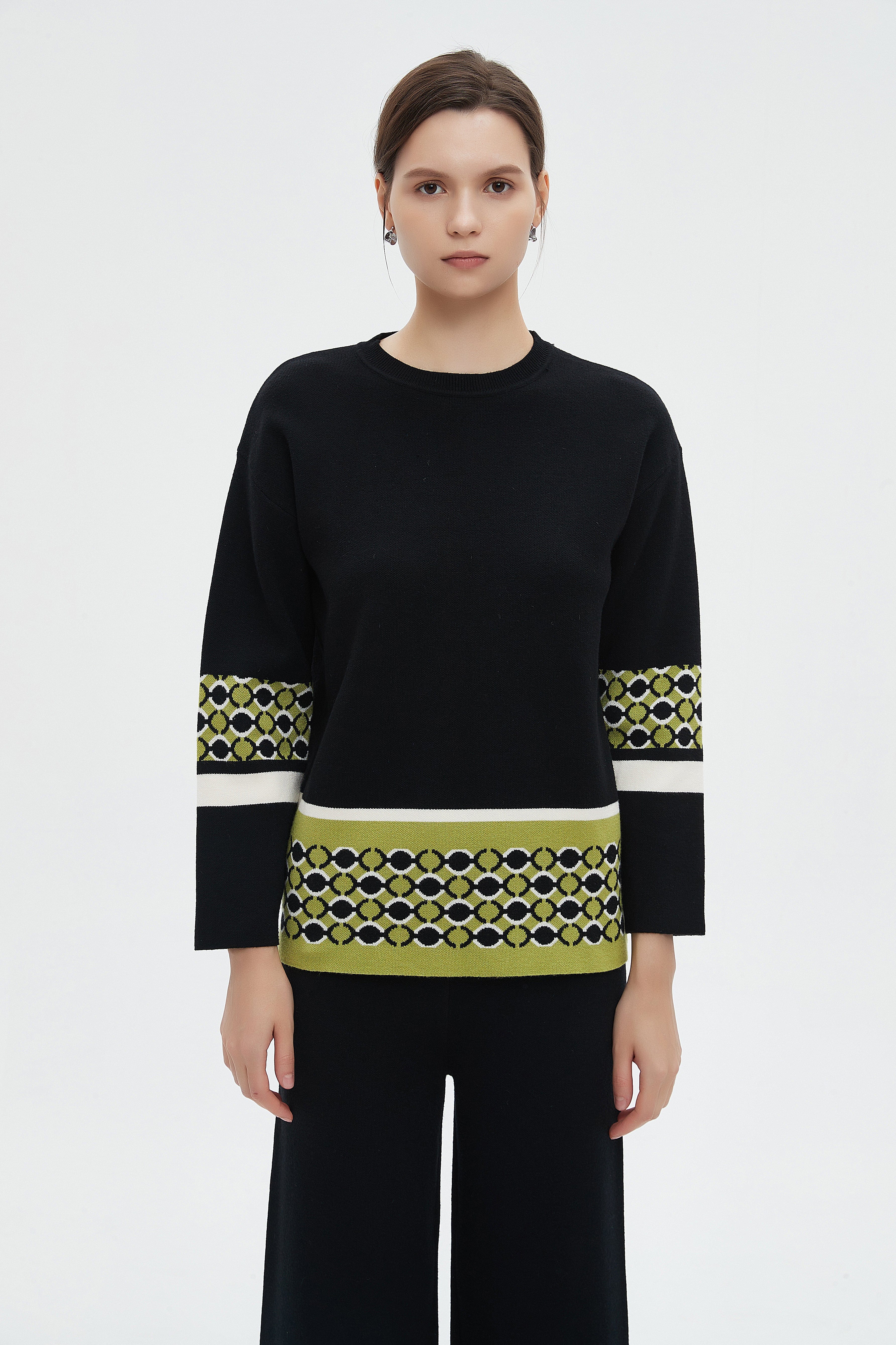 ميكا بلوزة نسائية بأكمام طويلة برقبة دائرية شتوية