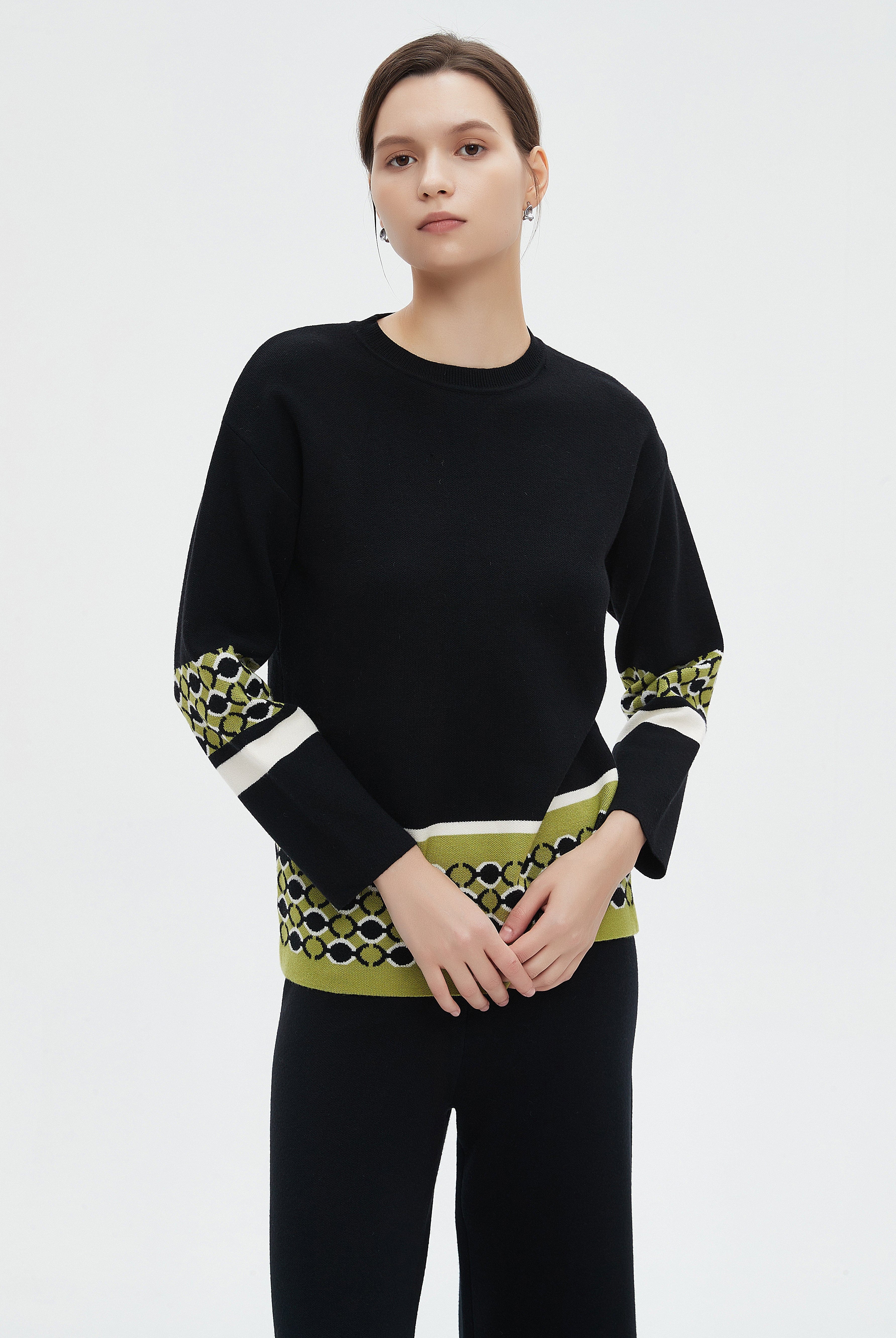 ميكا بلوزة نسائية بأكمام طويلة برقبة دائرية شتوية