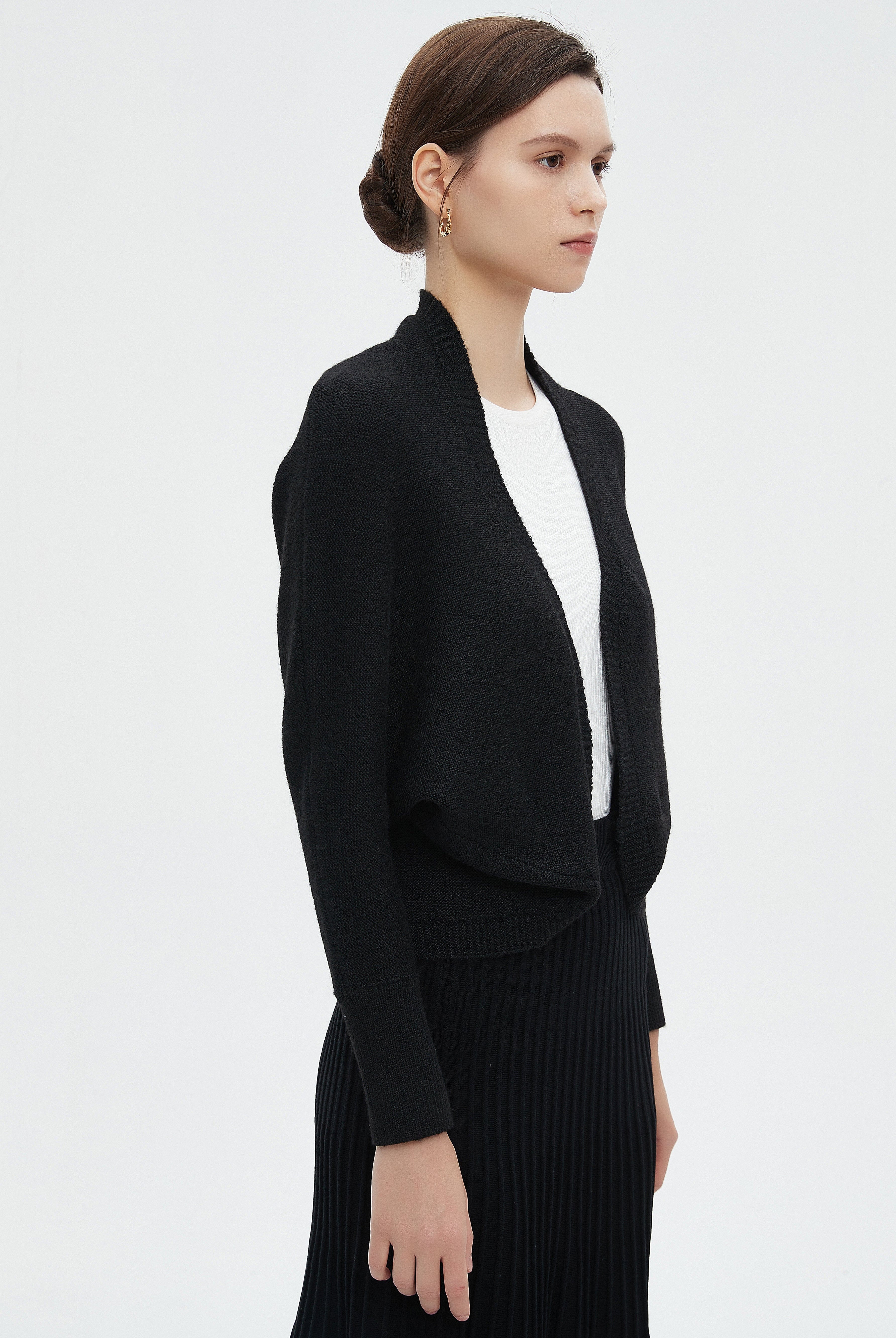 ميكا كارديجان نسائي شتوي مفتوح من الامام بكم طويل