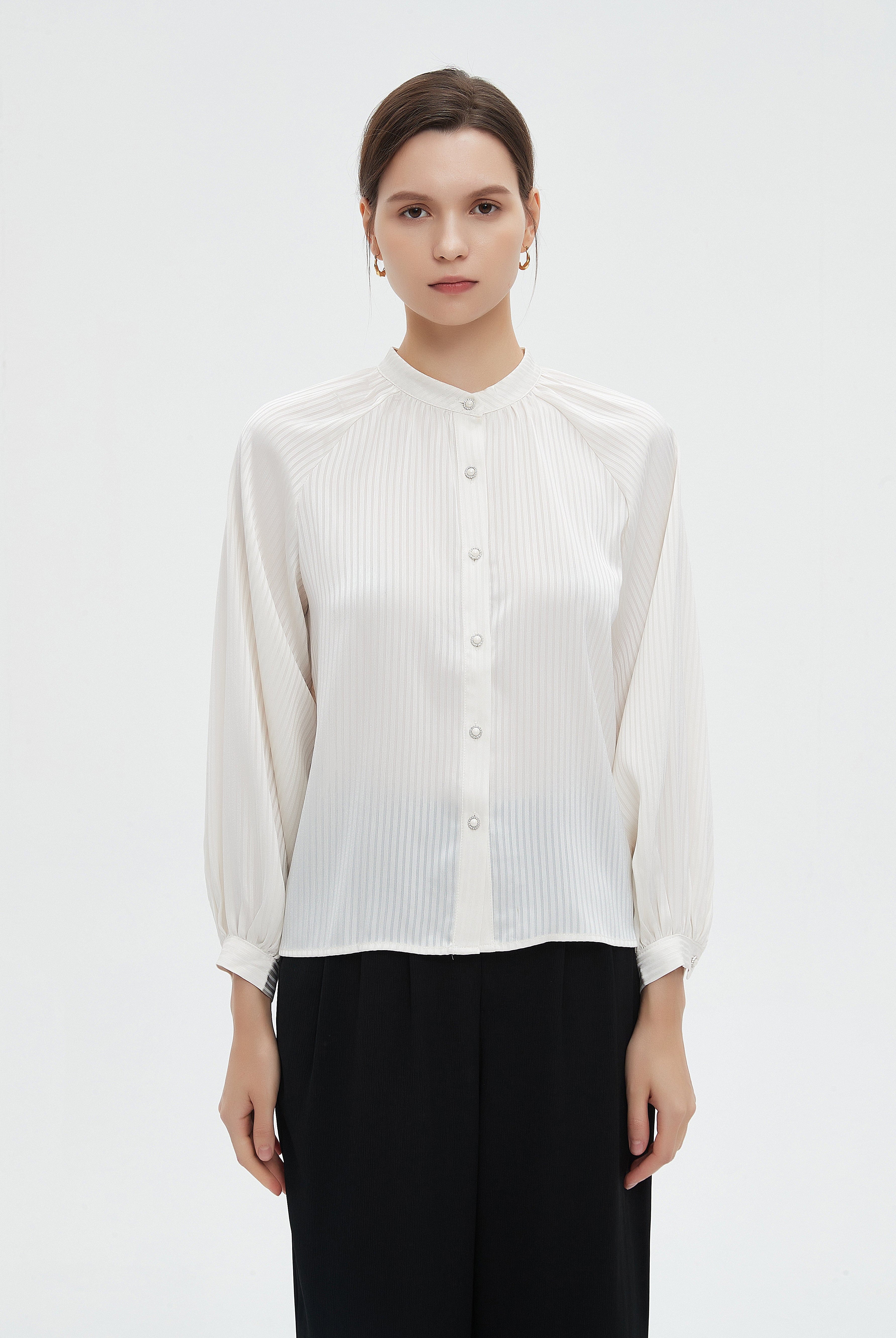 ميكا بلوزة طويلة نسائية بازرار أمامية وأكمام طويلة