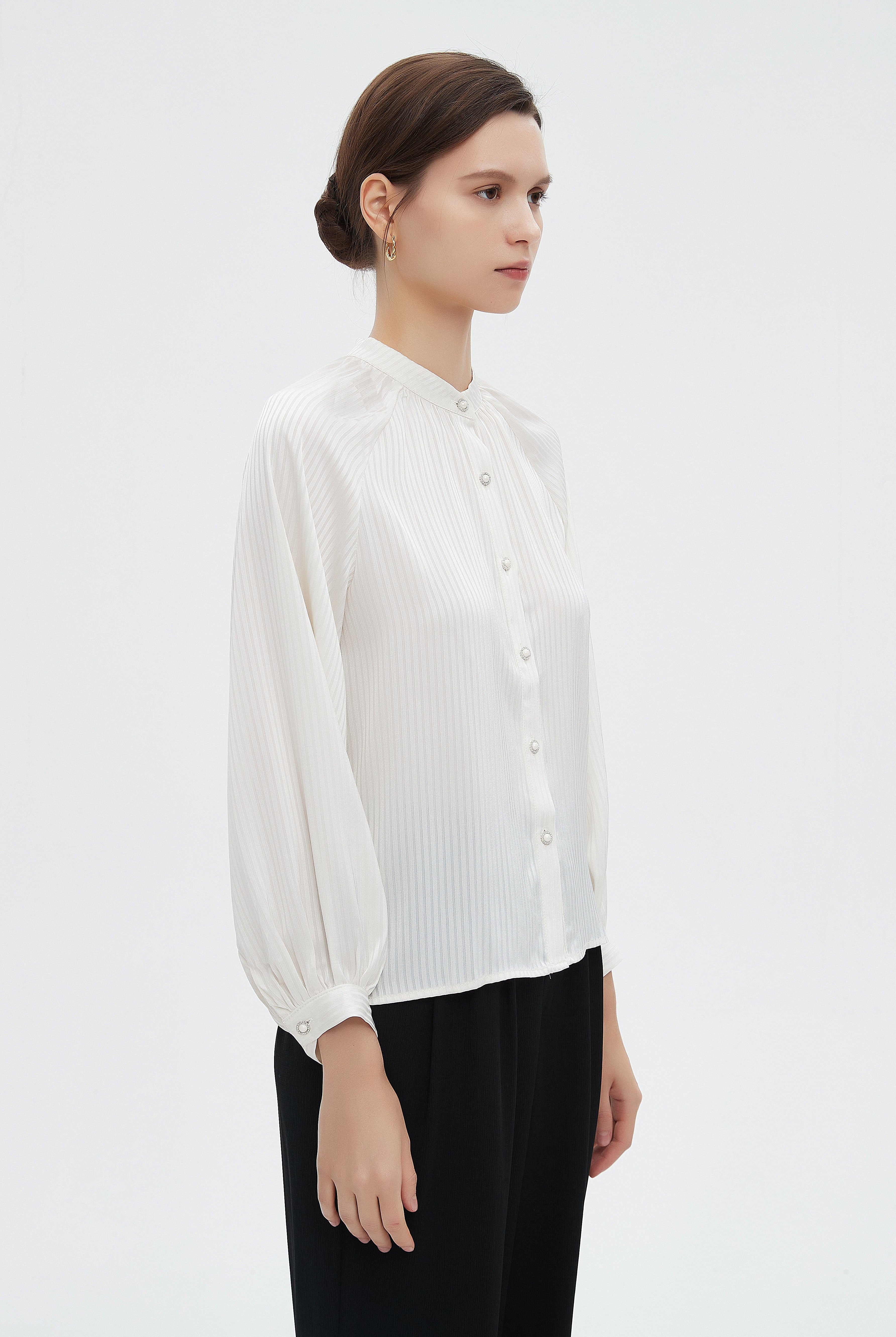 ميكا بلوزة طويلة نسائية بازرار أمامية وأكمام طويلة