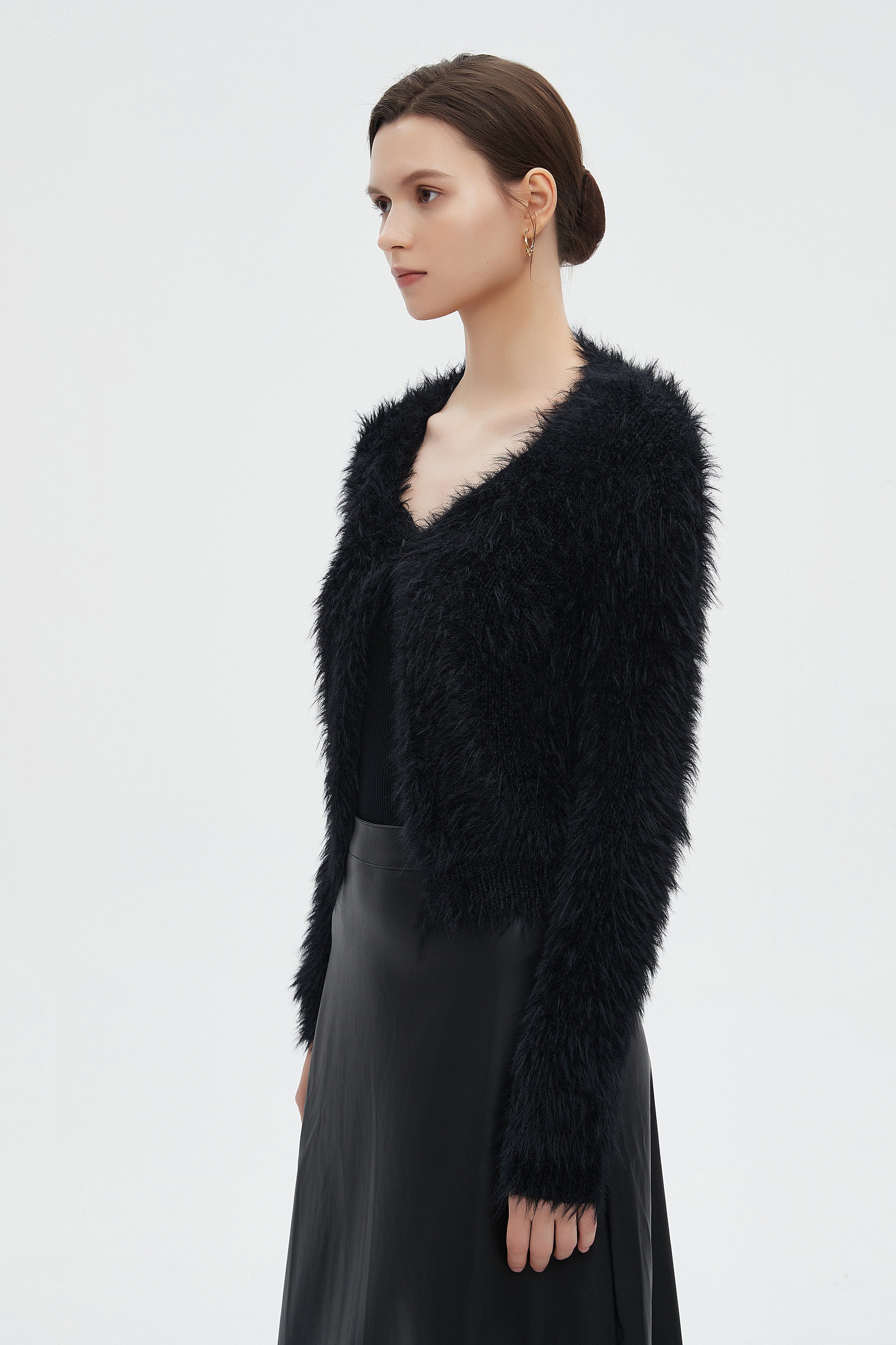 ميكا كارديجان نسائي شتوى بأكمام طويلة ورقبة دائرية