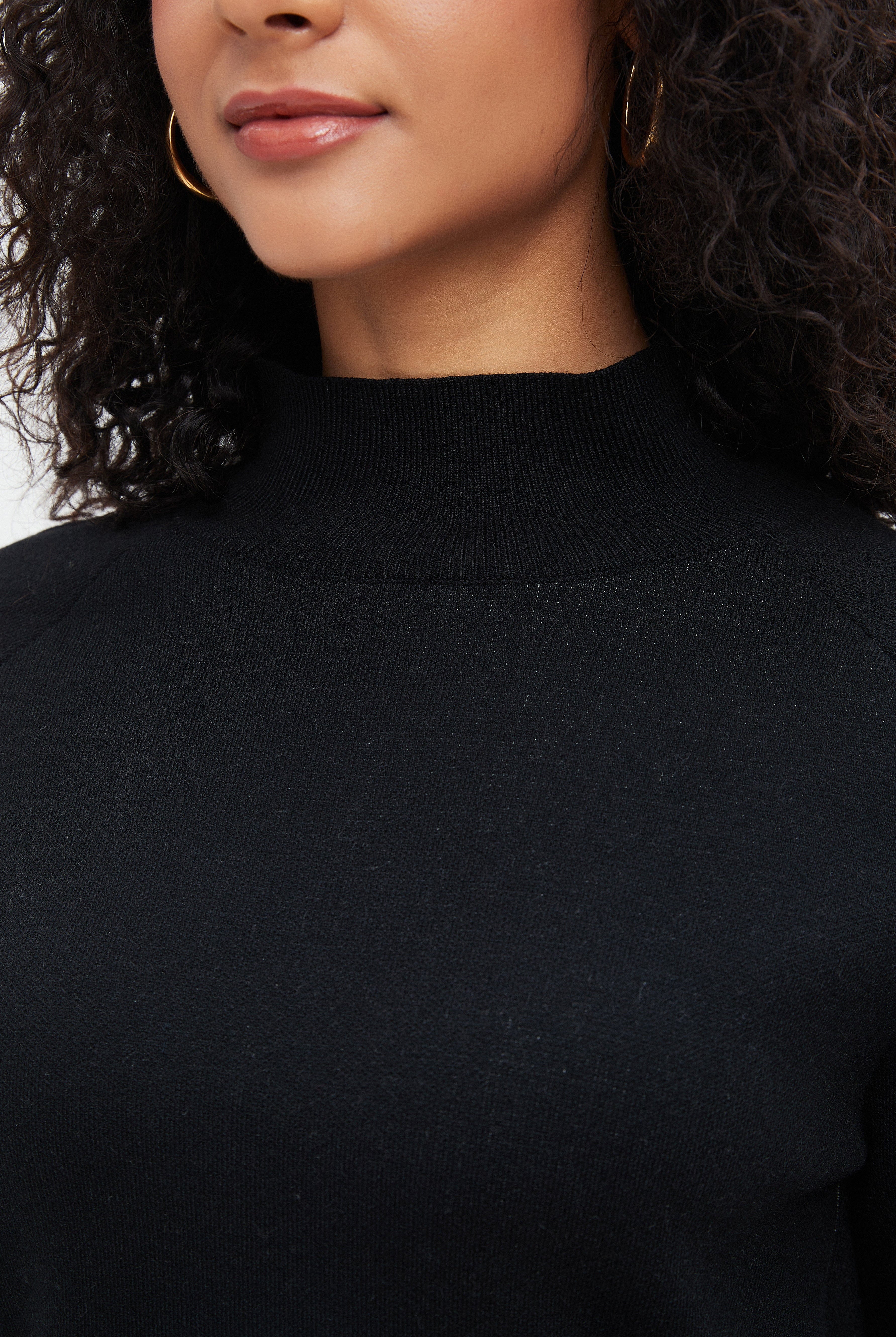 نتشي بلوزة نسائية طويلة شتوية برقبة عالية