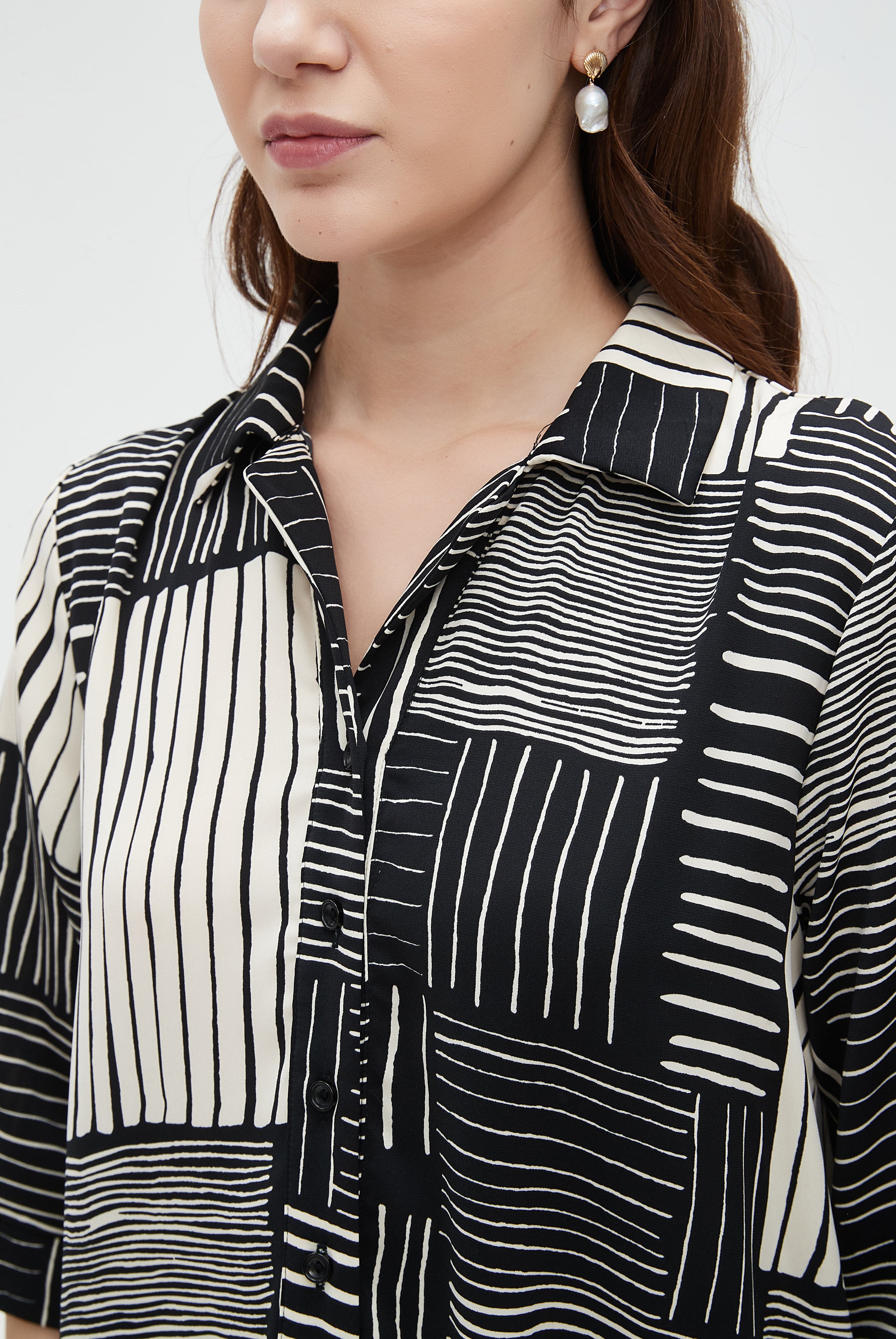 نتشي فستان ميدي مشجر 3/4 كم