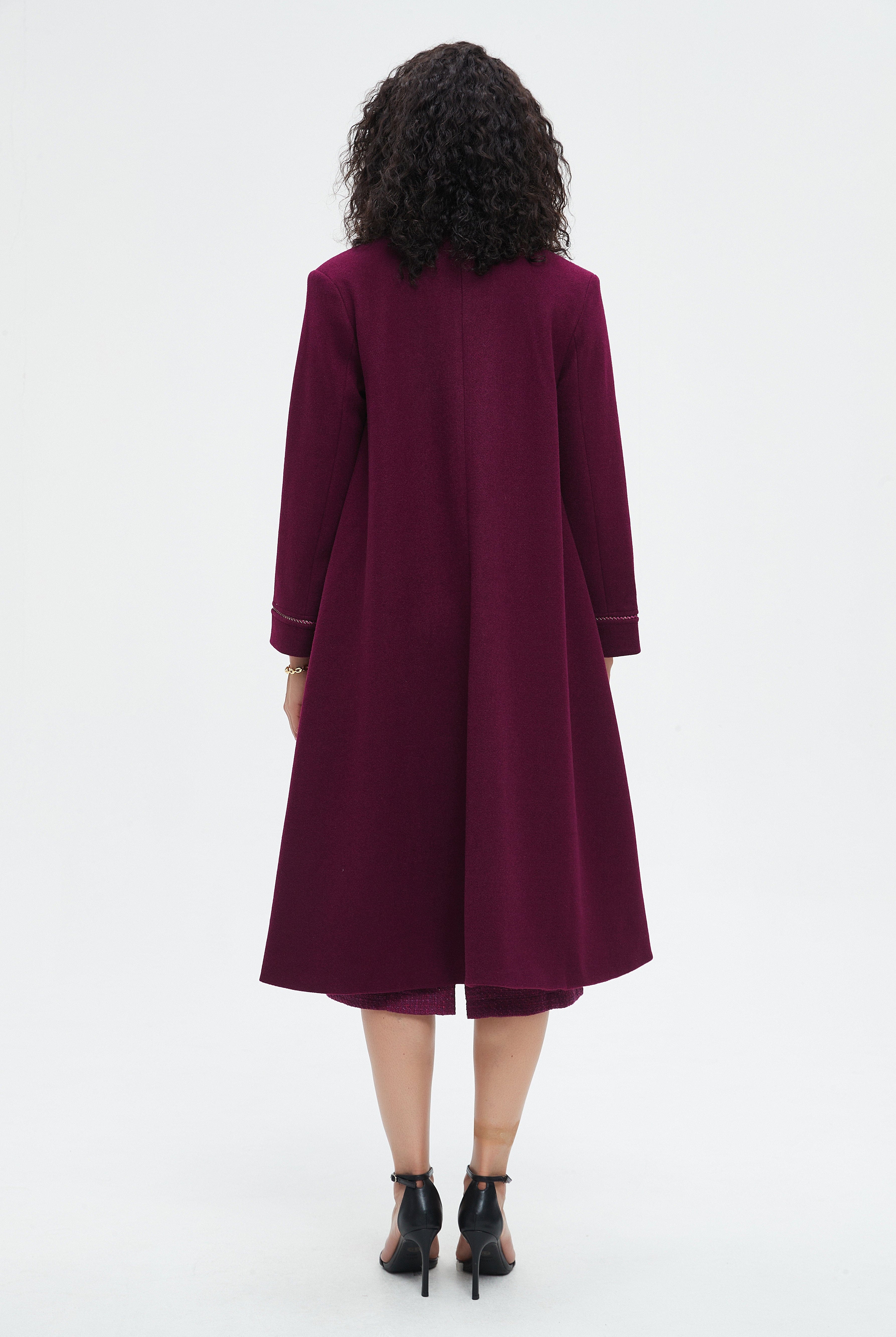 نتشي فستان نسائي ميدي سادة بكم طويل شتوي