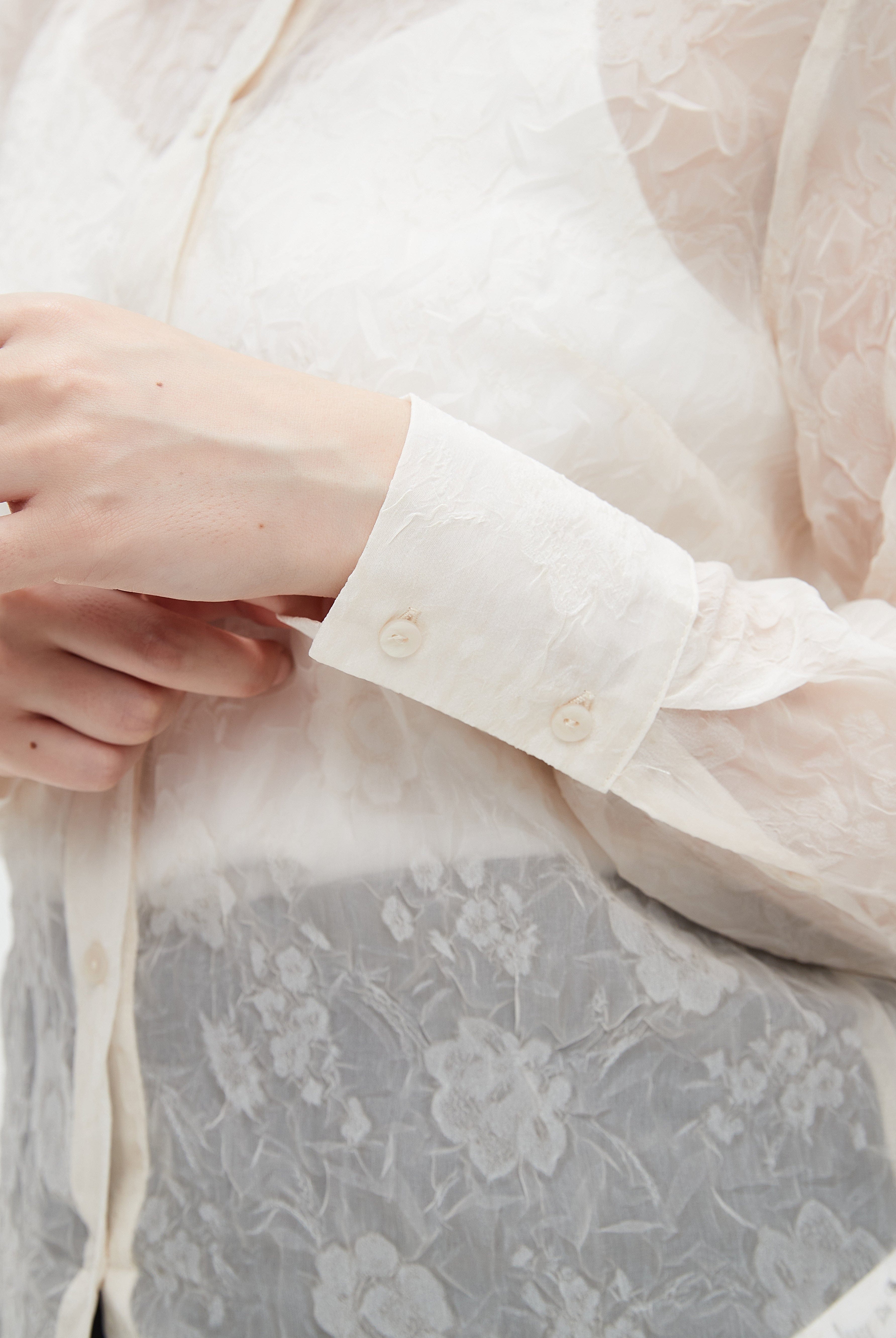 نتشي قميص نسائي شفاف بكم طويل