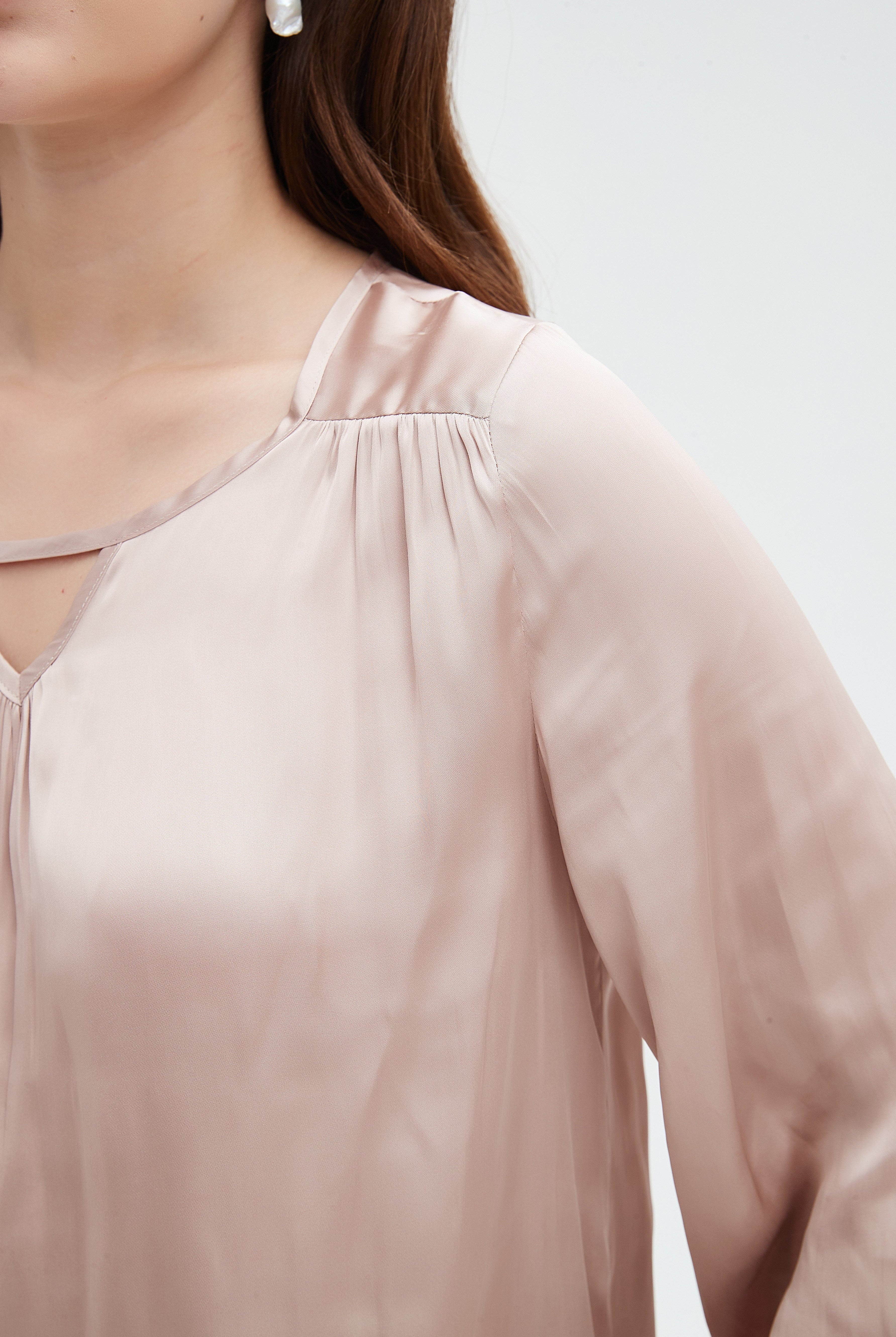 نتشي بلوزة نسائي ساده باكمام طويلة