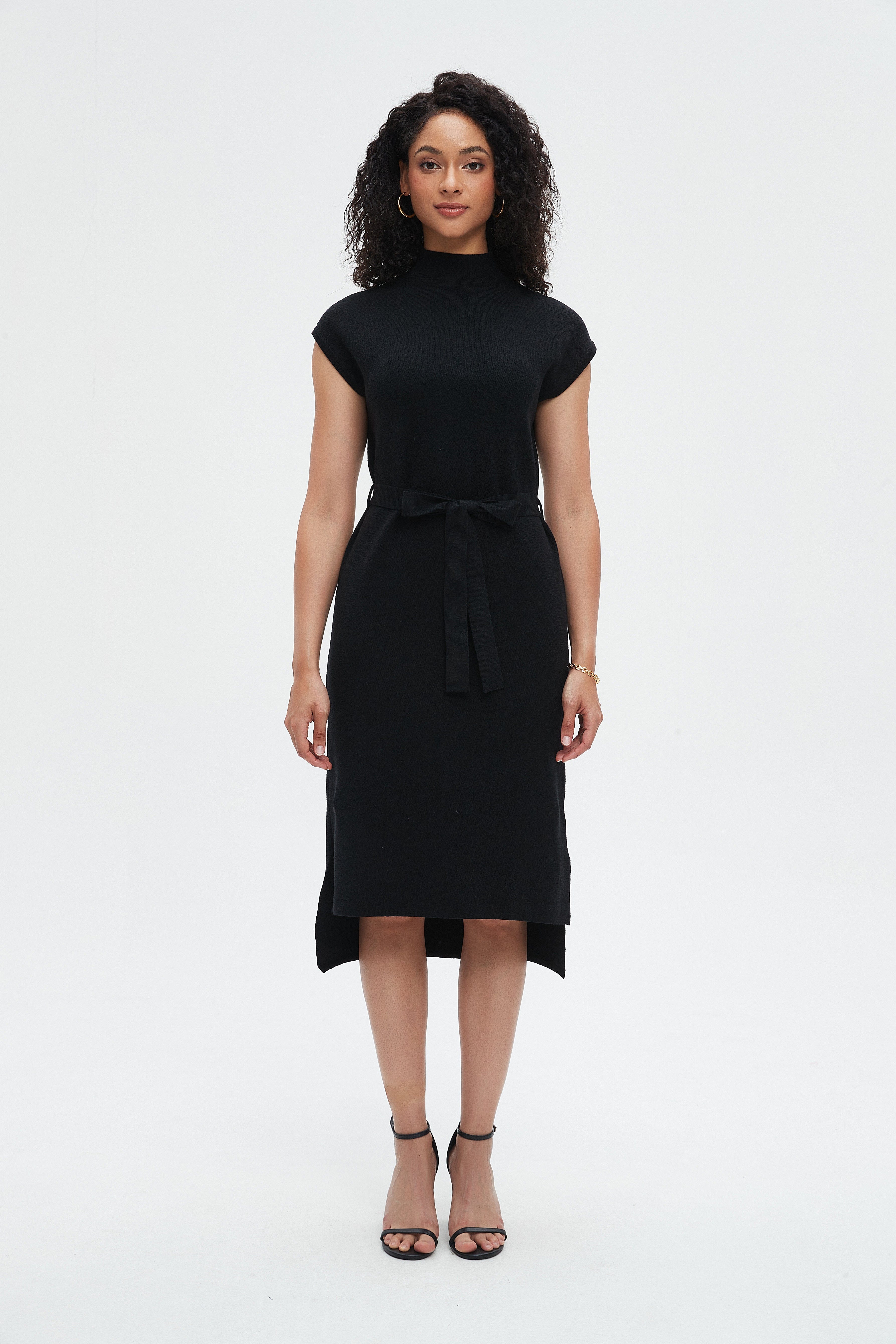 نتشي فستان نسائي ميدي بحزام عالخصر