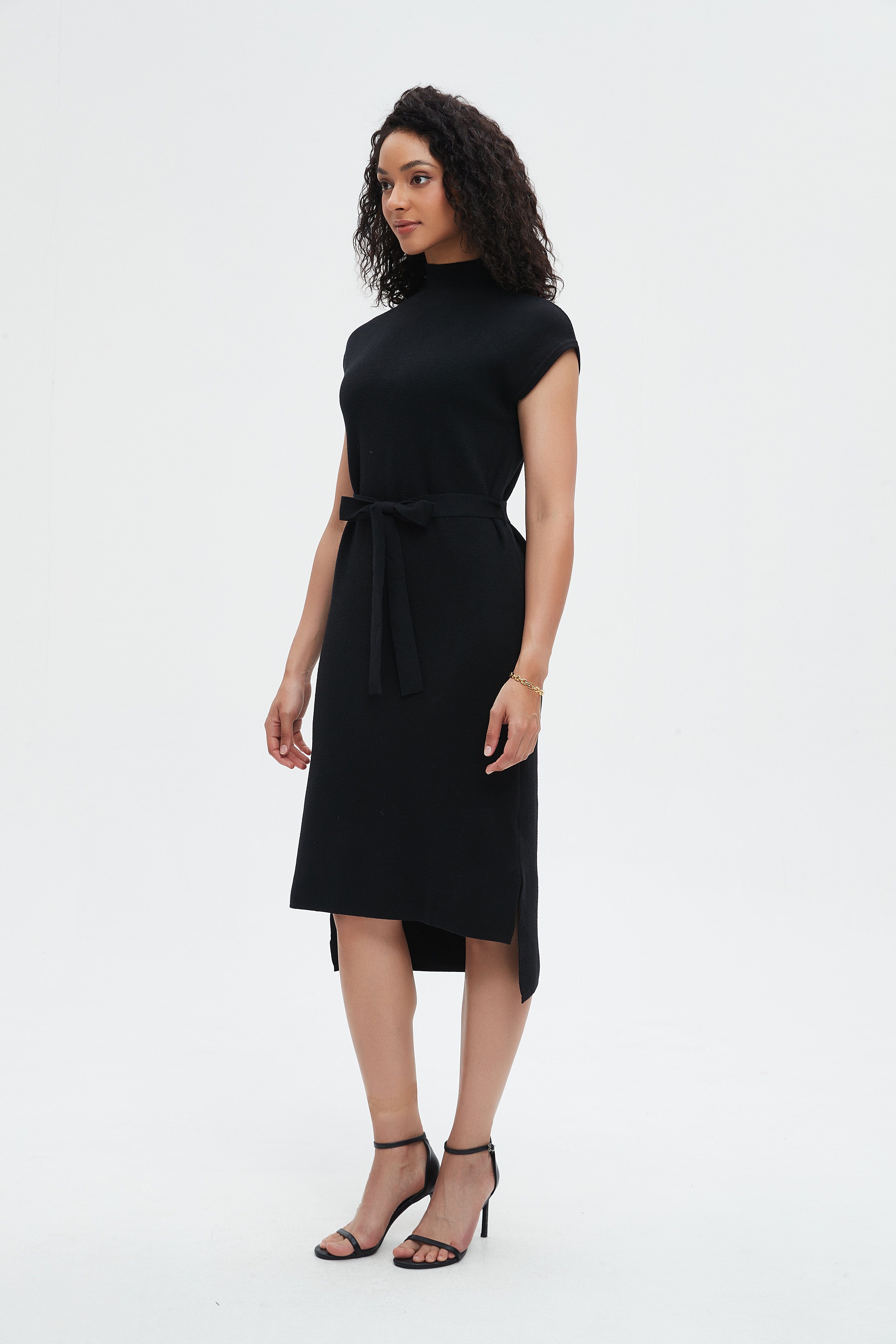 نتشي فستان نسائي ميدي بحزام عالخصر