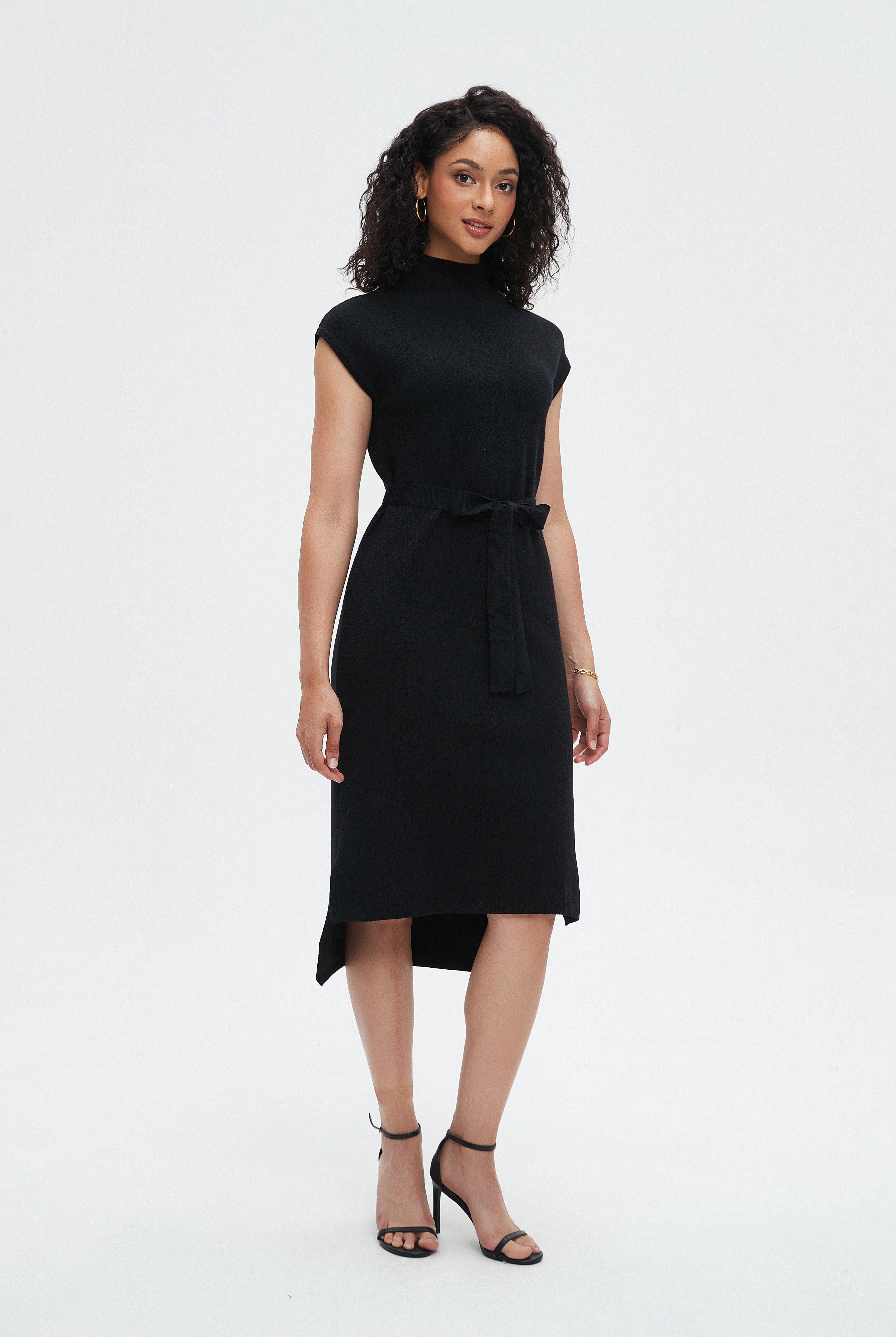 نتشي فستان نسائي ميدي بحزام عالخصر