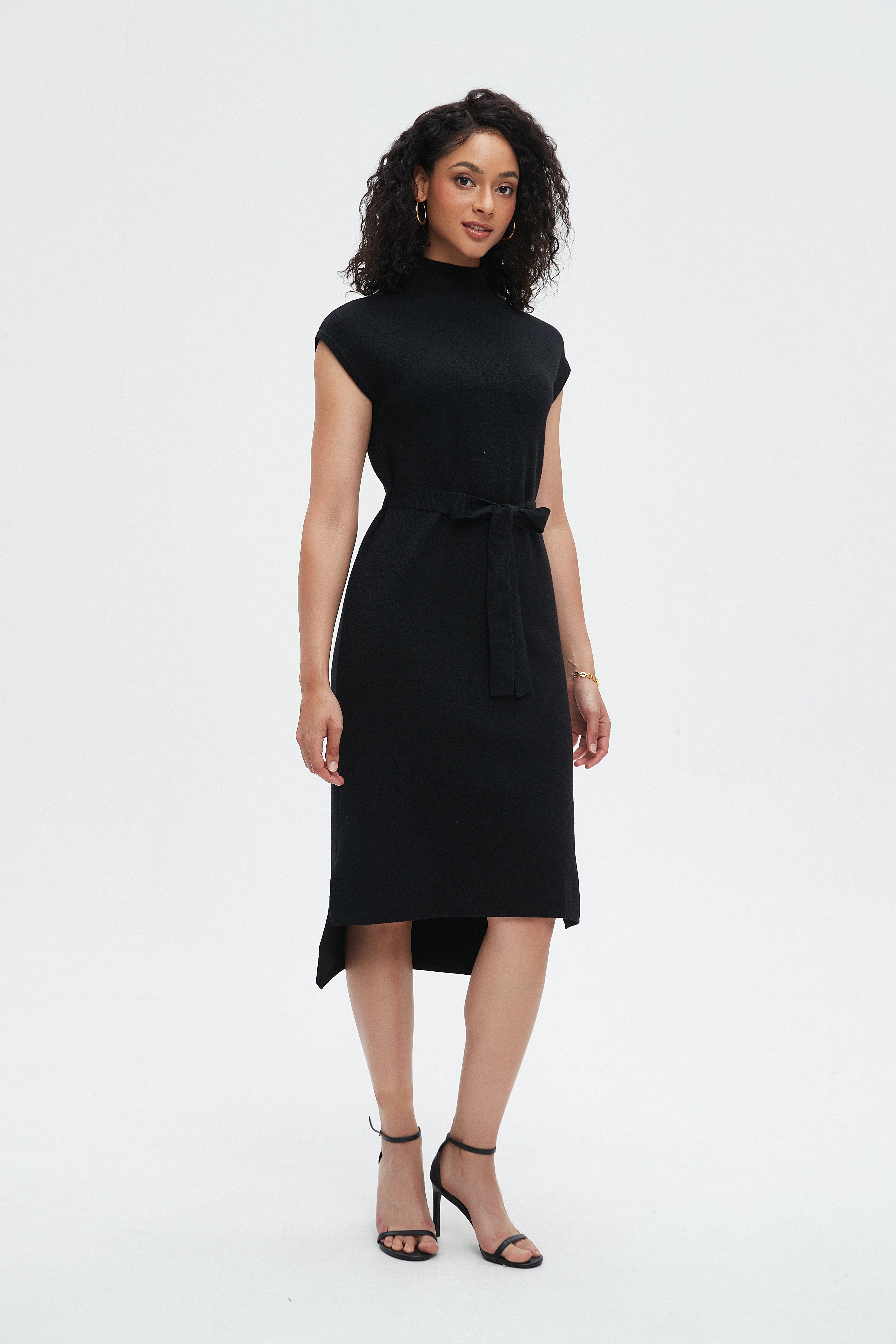 نتشي فستان نسائي ميدي بحزام عالخصر