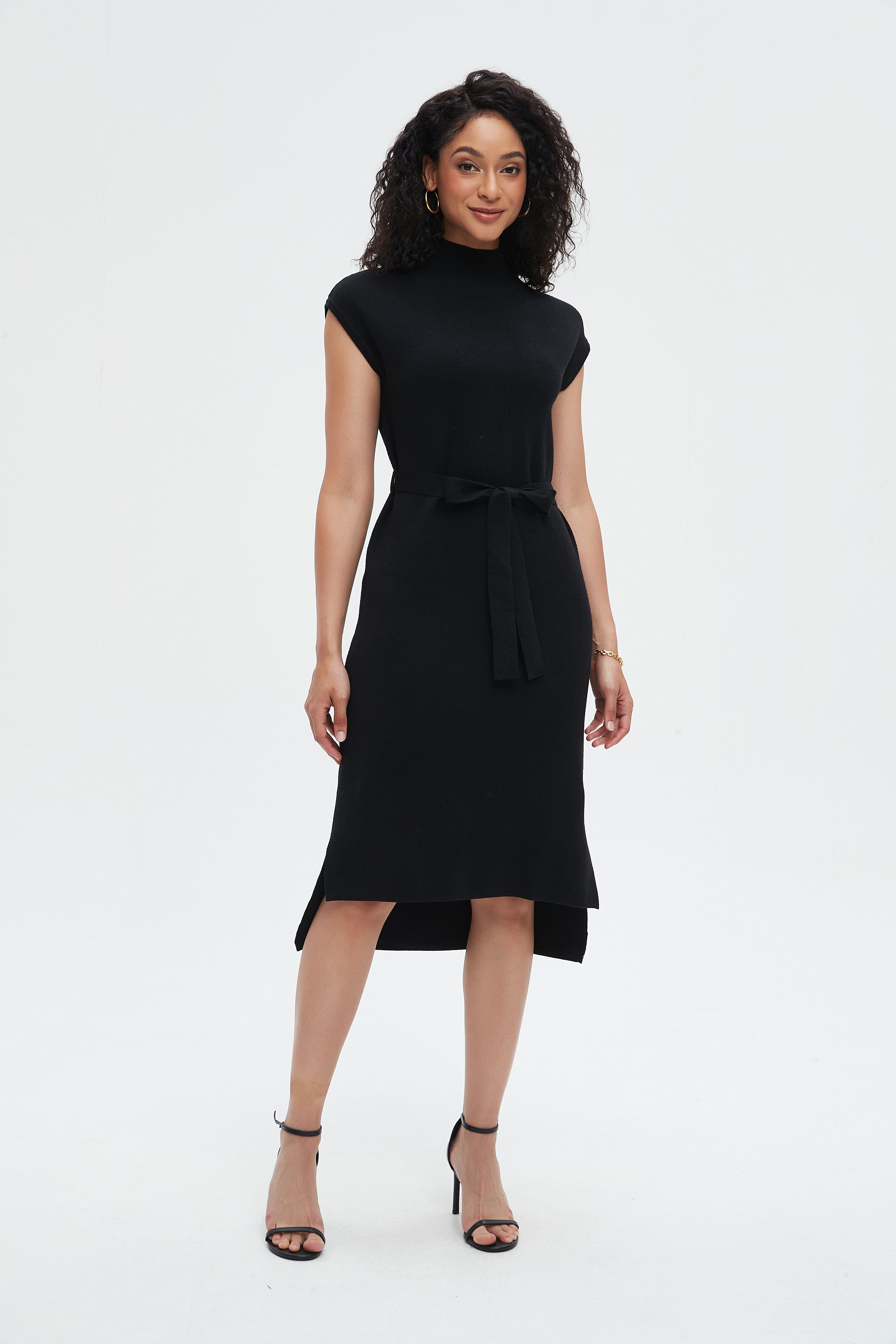 نتشي فستان نسائي ميدي بحزام عالخصر