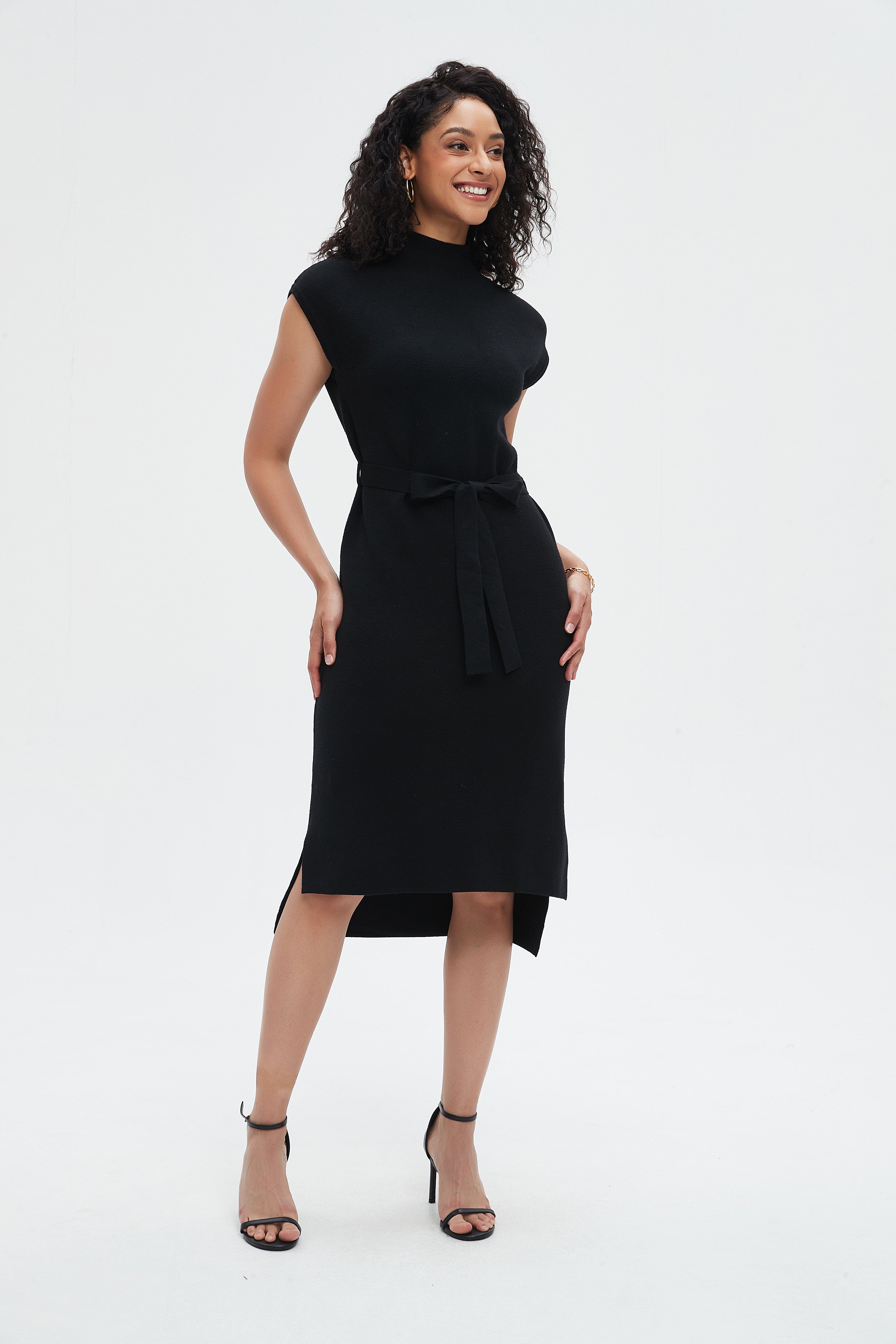 نتشي فستان نسائي ميدي بحزام عالخصر