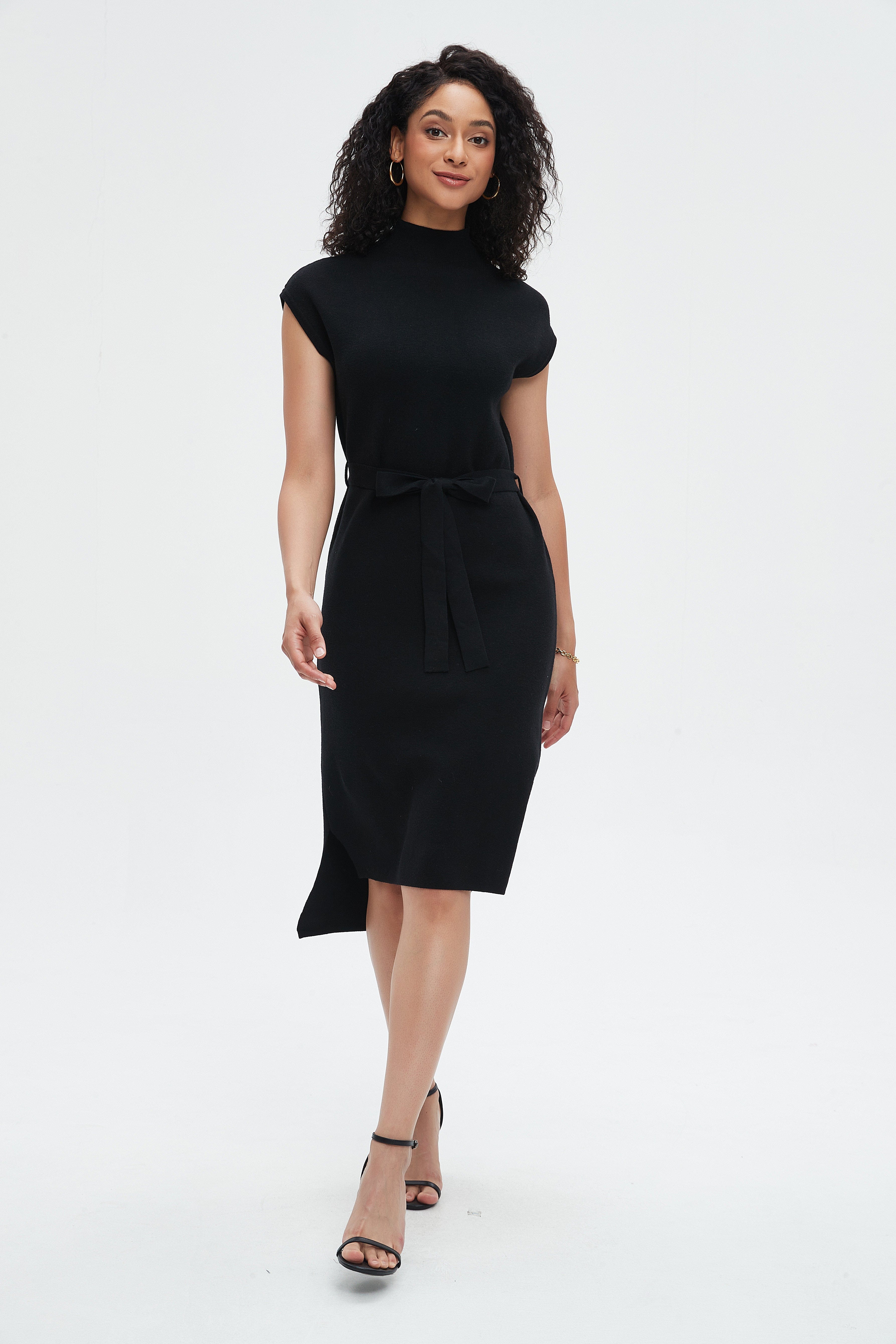 نتشي فستان نسائي ميدي بحزام عالخصر