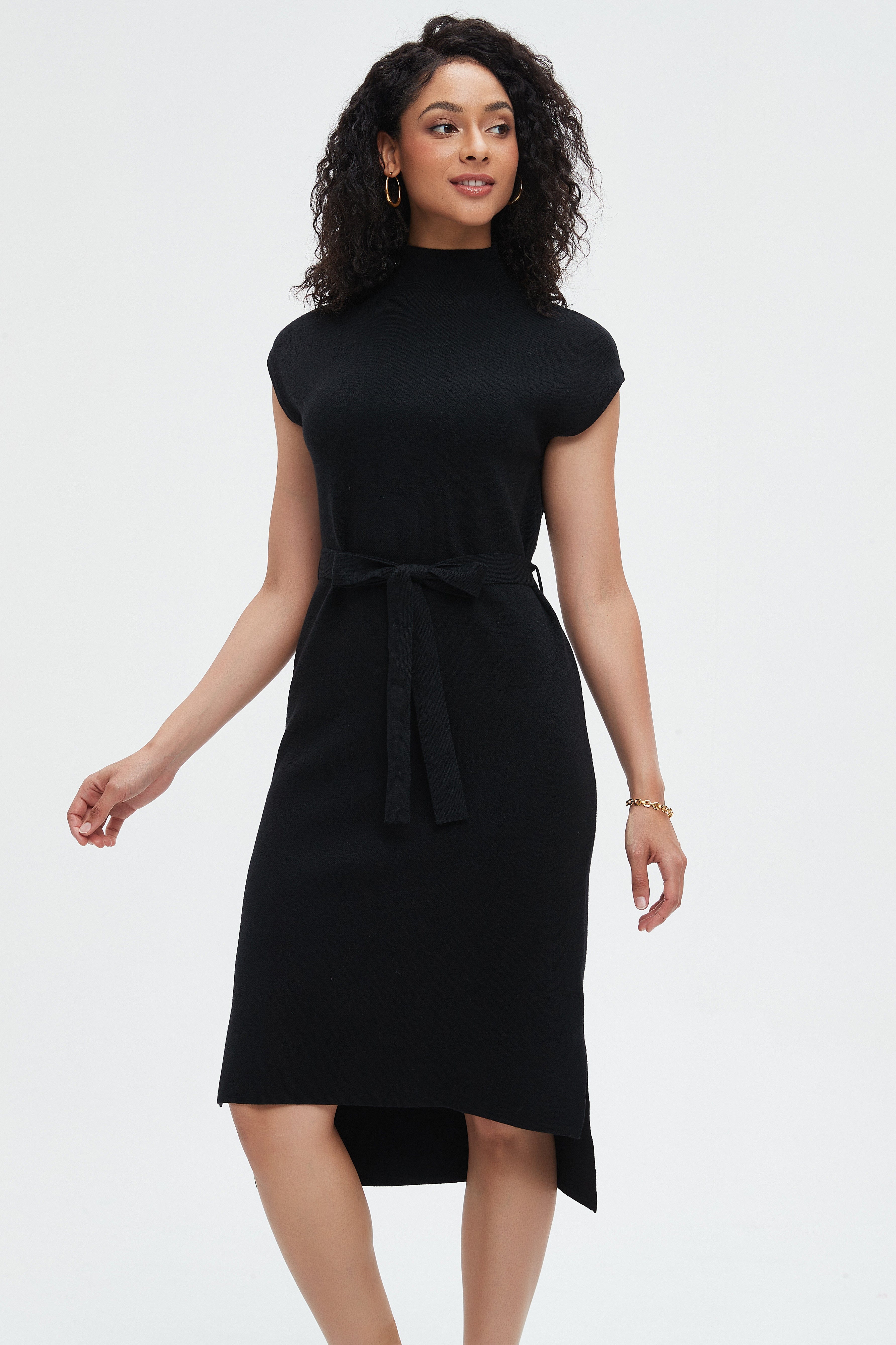 نتشي فستان نسائي ميدي بحزام عالخصر