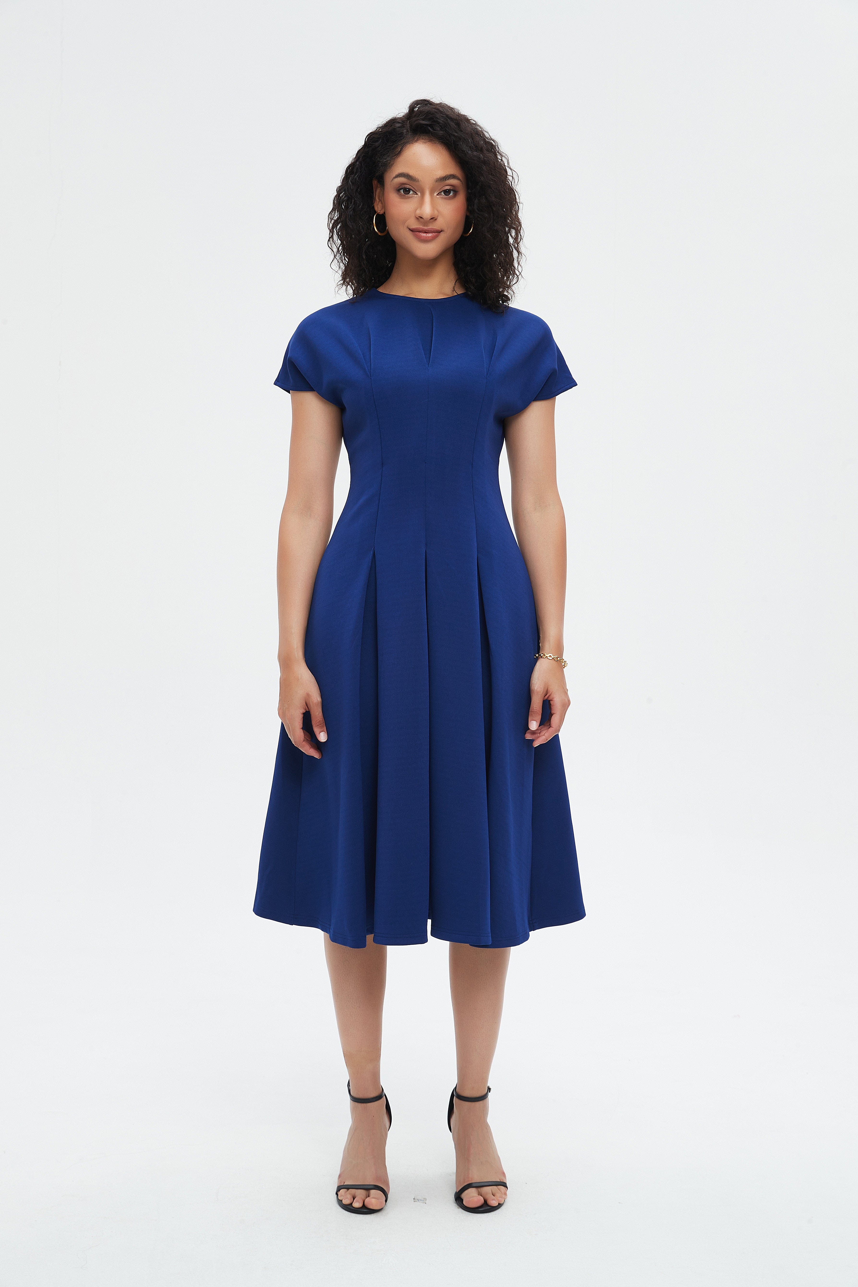 نتشي فستان نسائي ميدي بكشكش