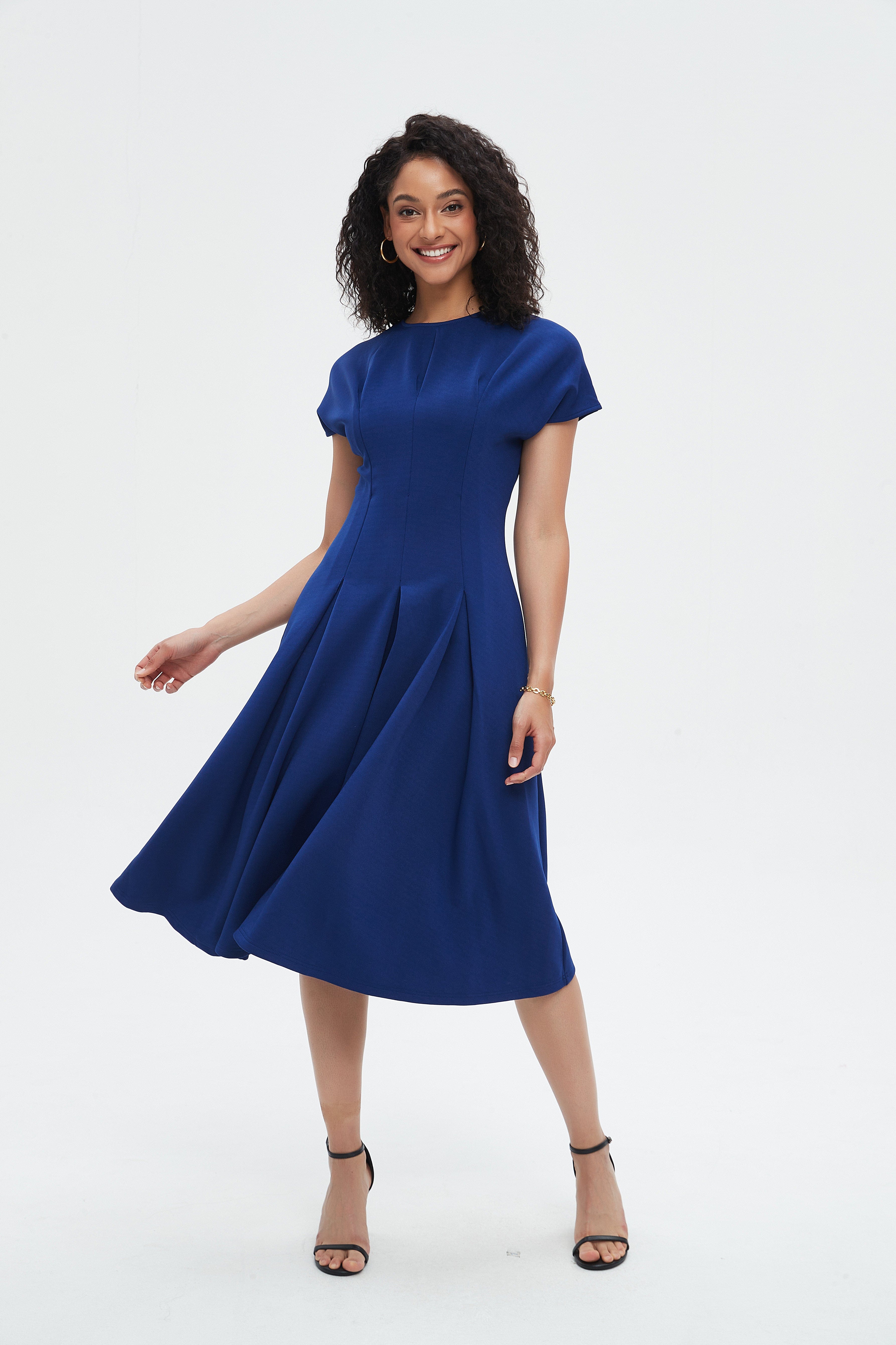 نتشي فستان نسائي ميدي بكشكش