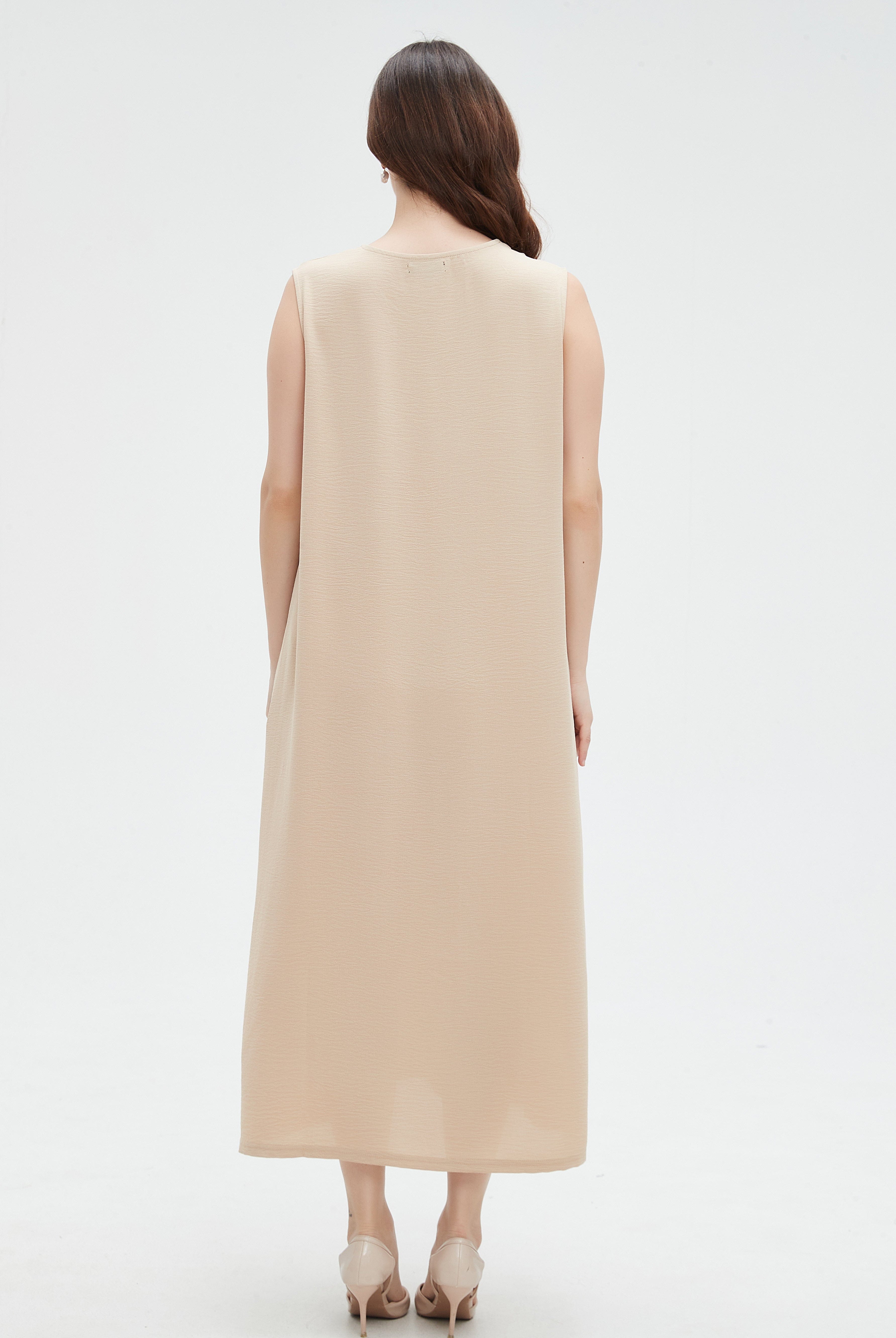 نتشي فستان ميدي نسائي طويل كات ساده واسع