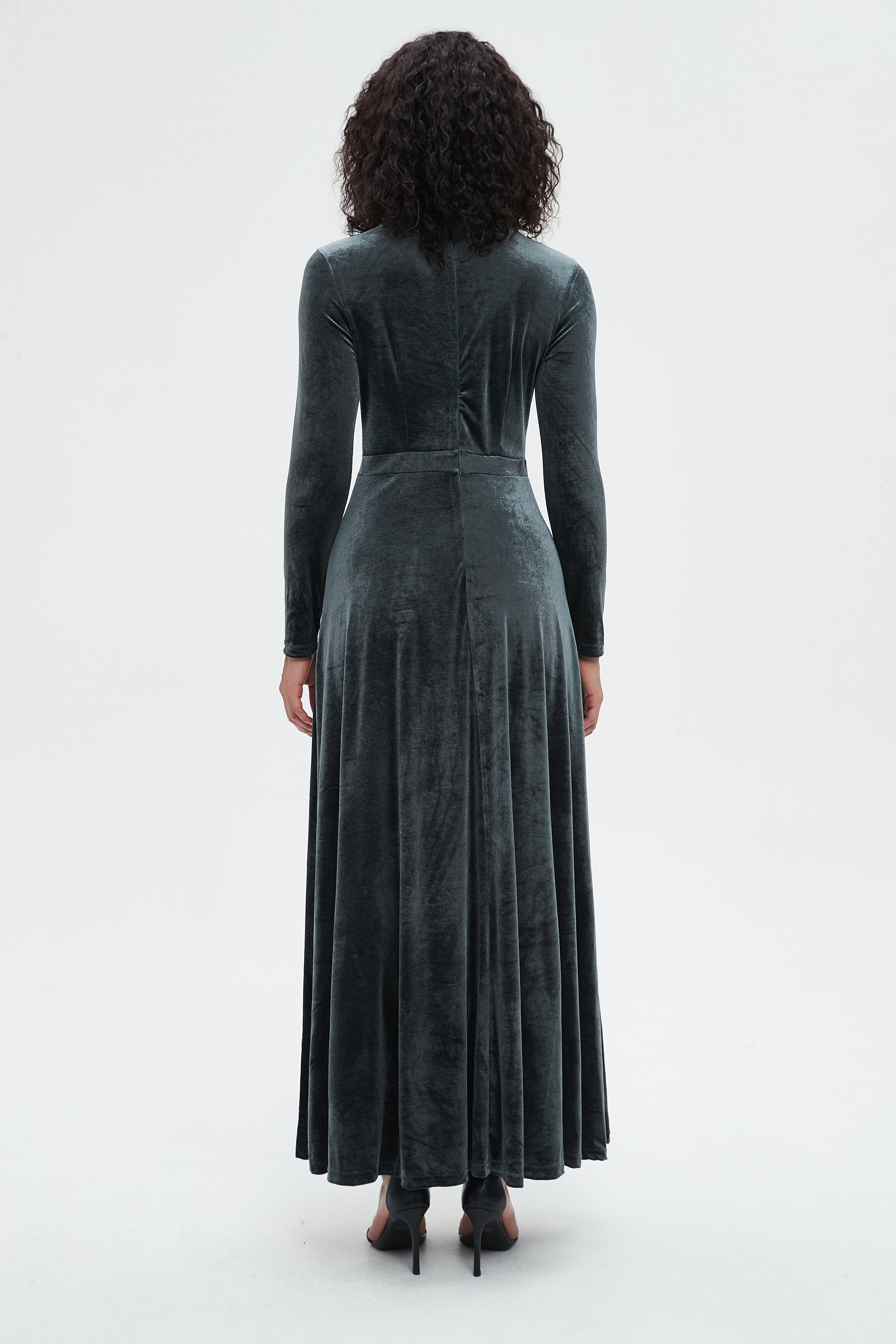 نتشي فستان ماكسي بأكمام 3/4