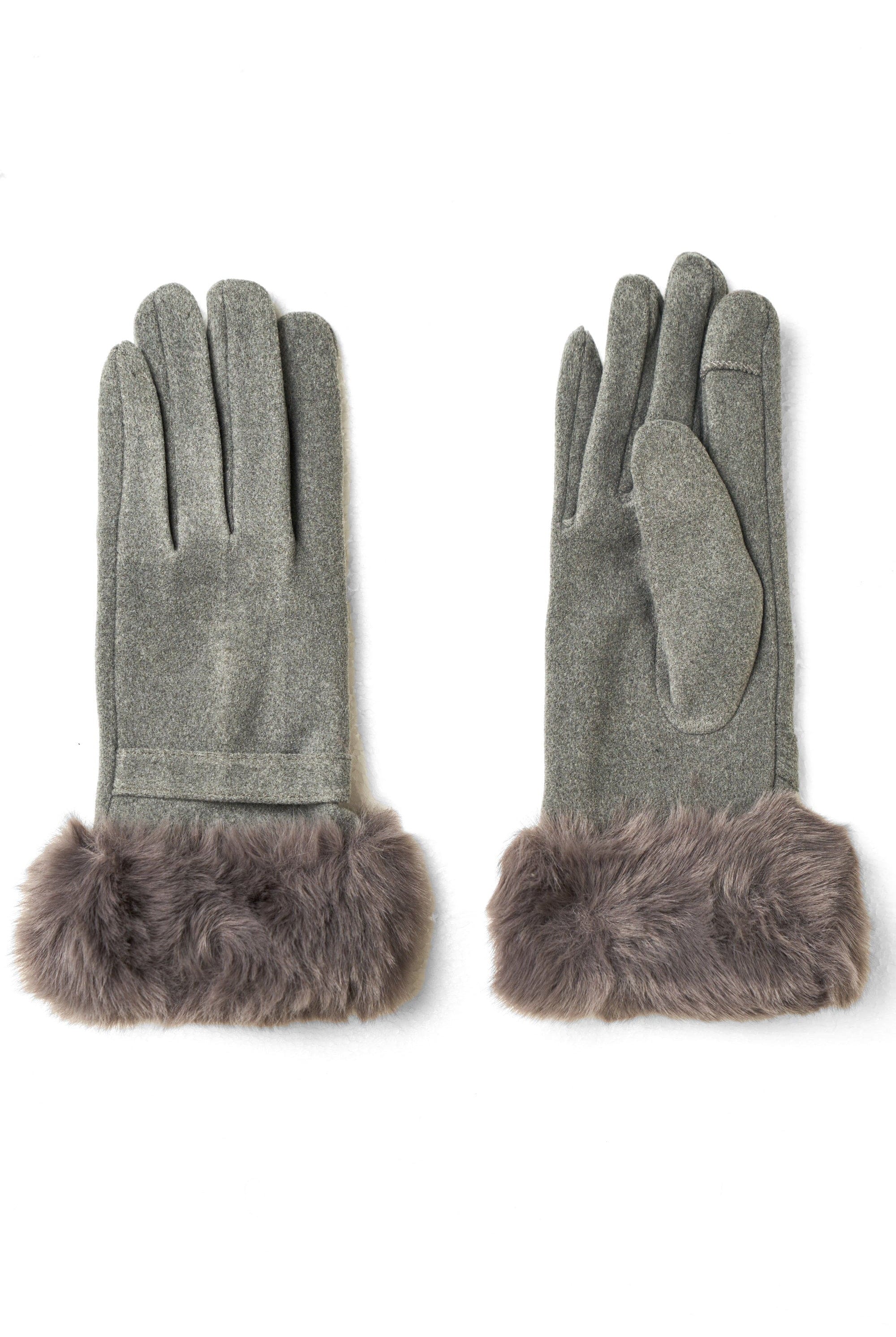 نتشي قفازات سادة مزينة بالفرو