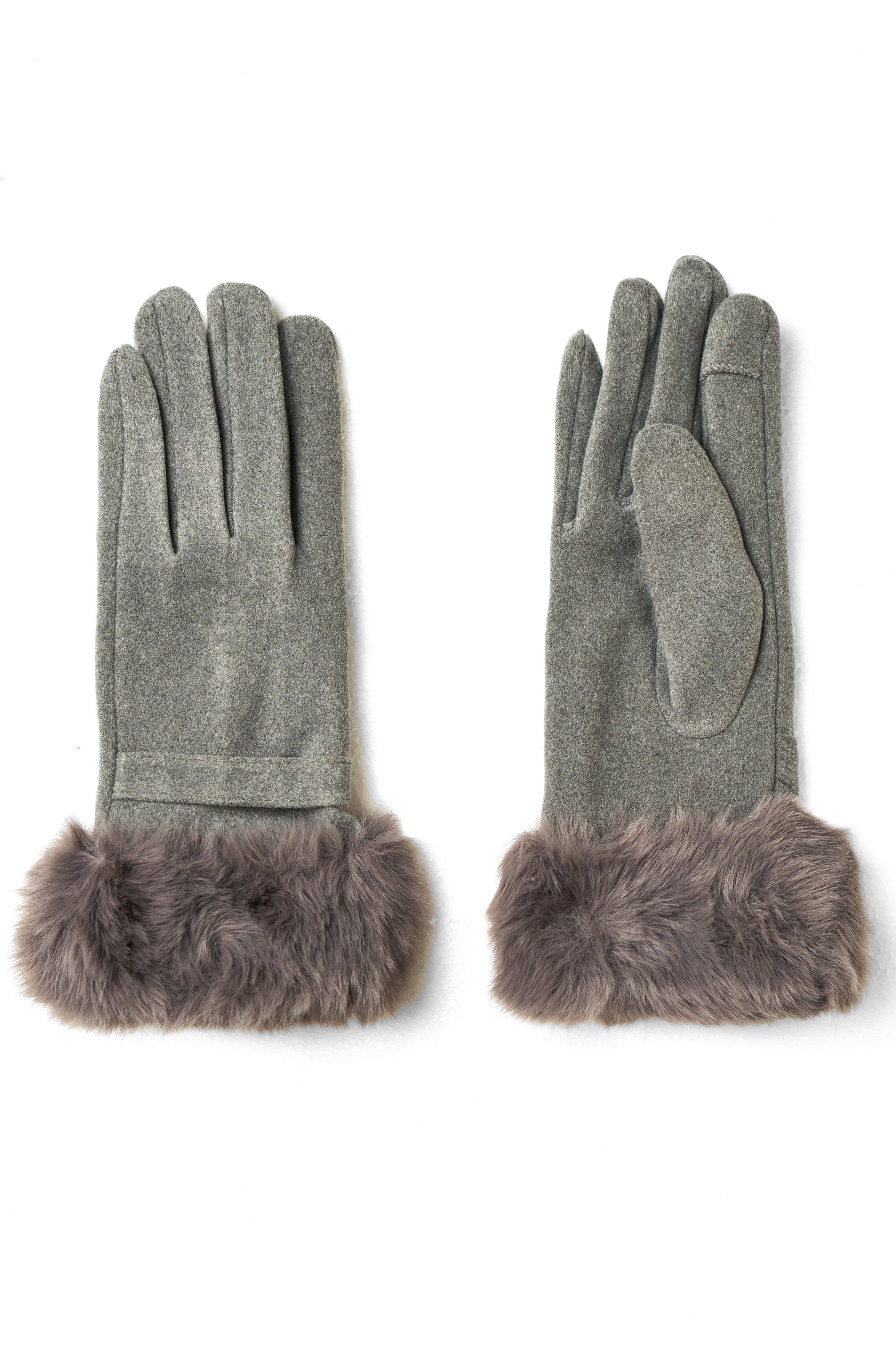 نتشي قفازات سادة مزينة بالفرو