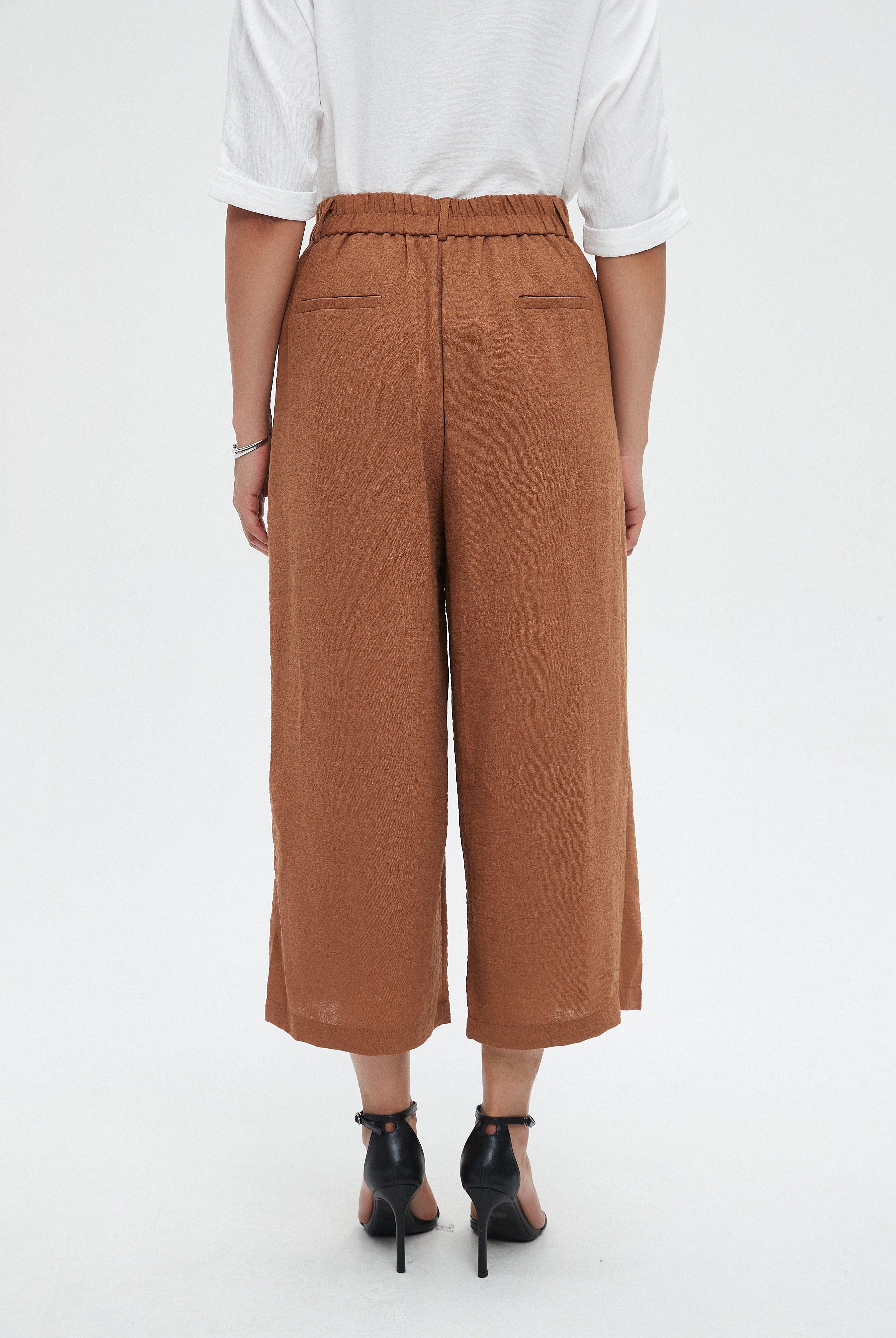 نتشي بنطلون طويل فضفاض بأزرار نسائي