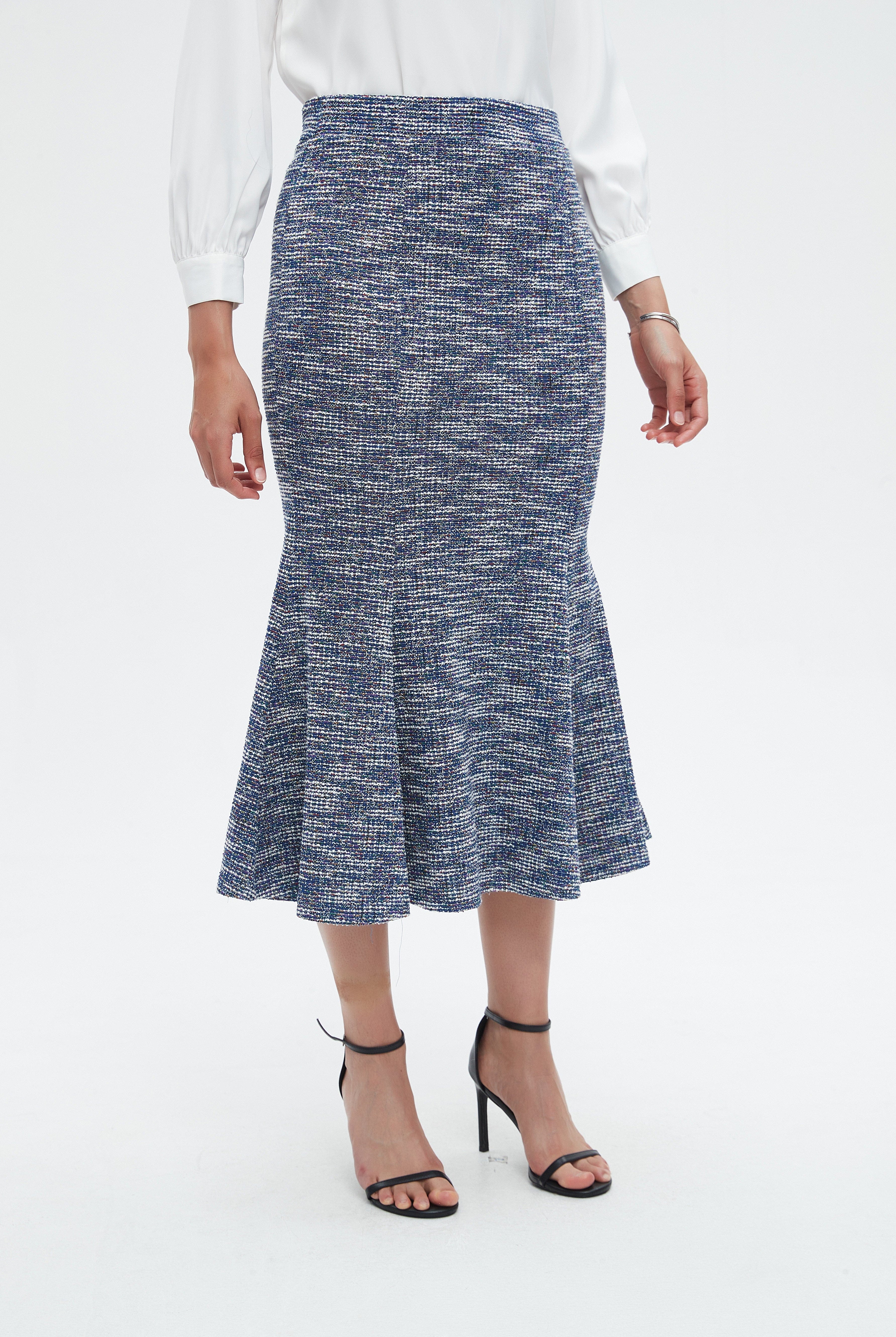 نتشي تنورة نسائية ميدي بقصه كشكش