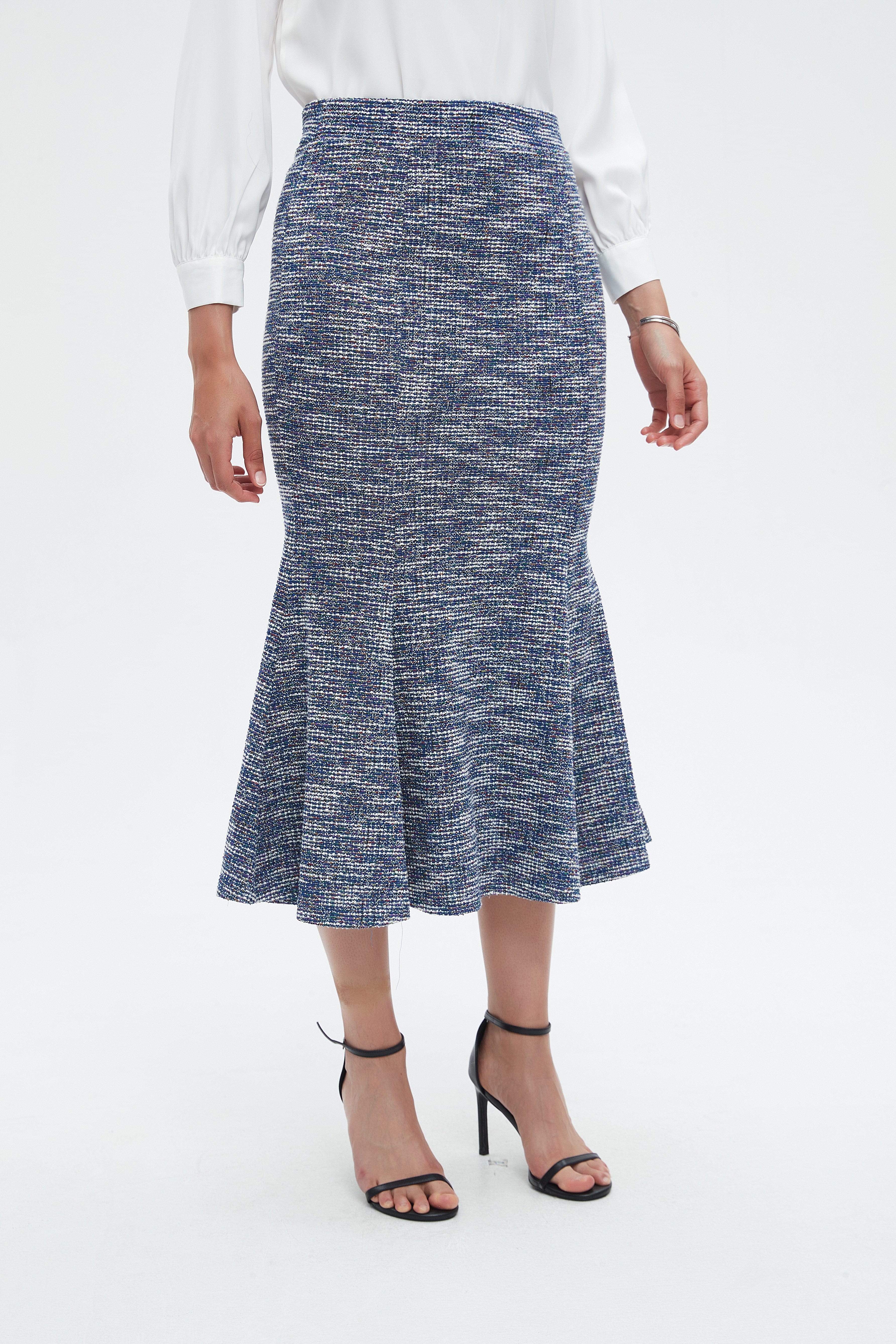 نتشي تنورة نسائية ميدي بقصه كشكش