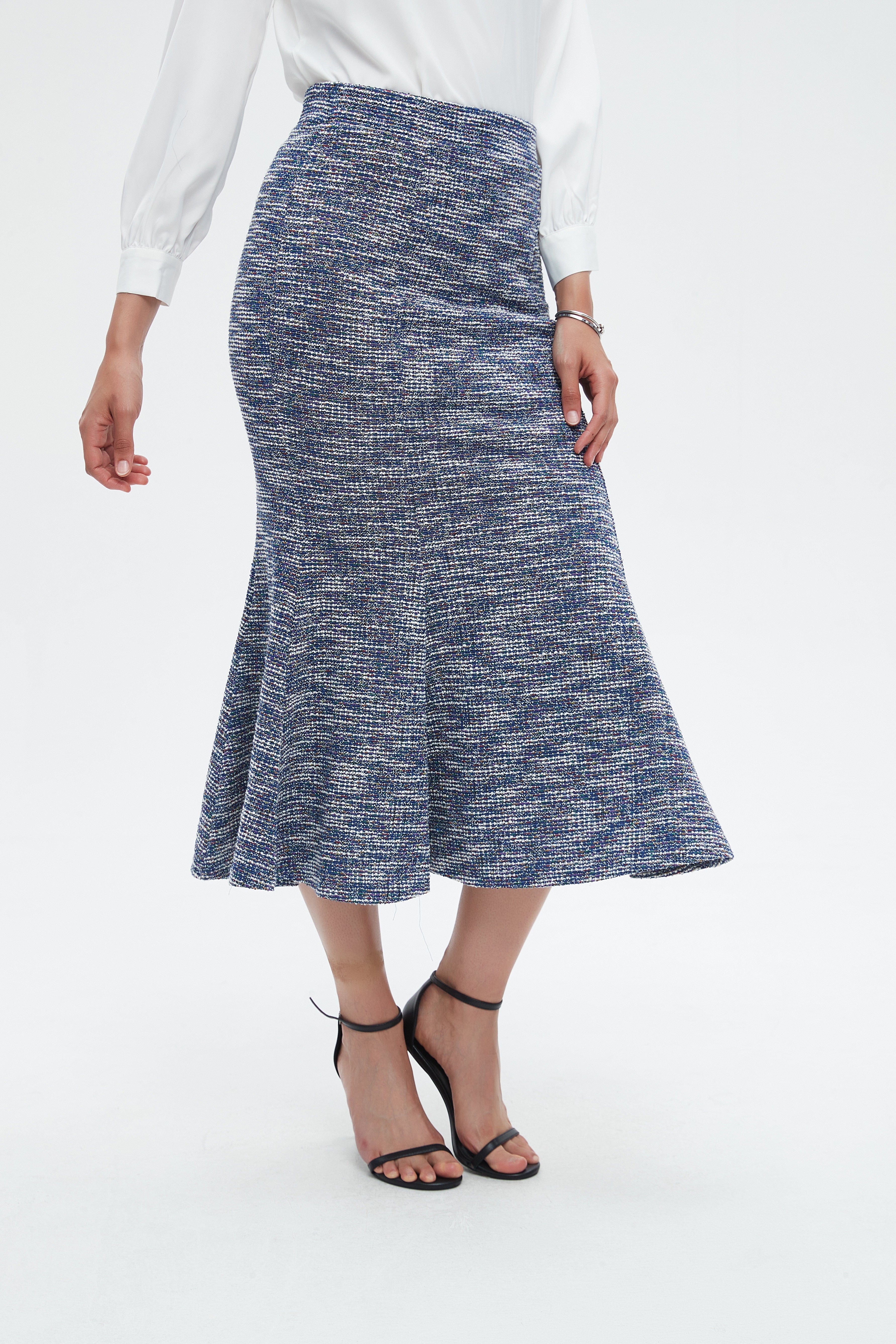 نتشي تنورة نسائية ميدي بقصه كشكش