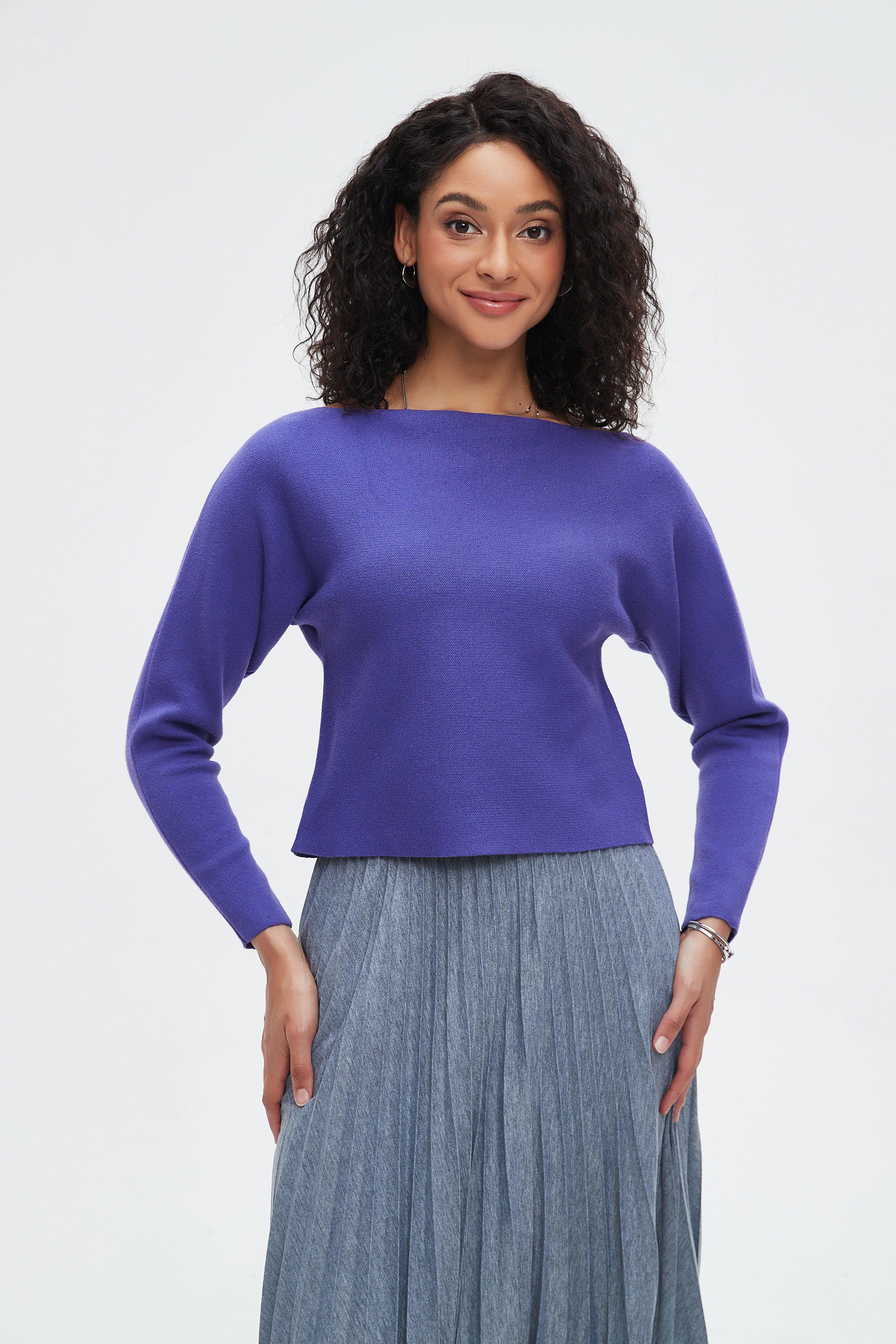 نتشي بلوزة نسائية سادة بأكمام طويلة