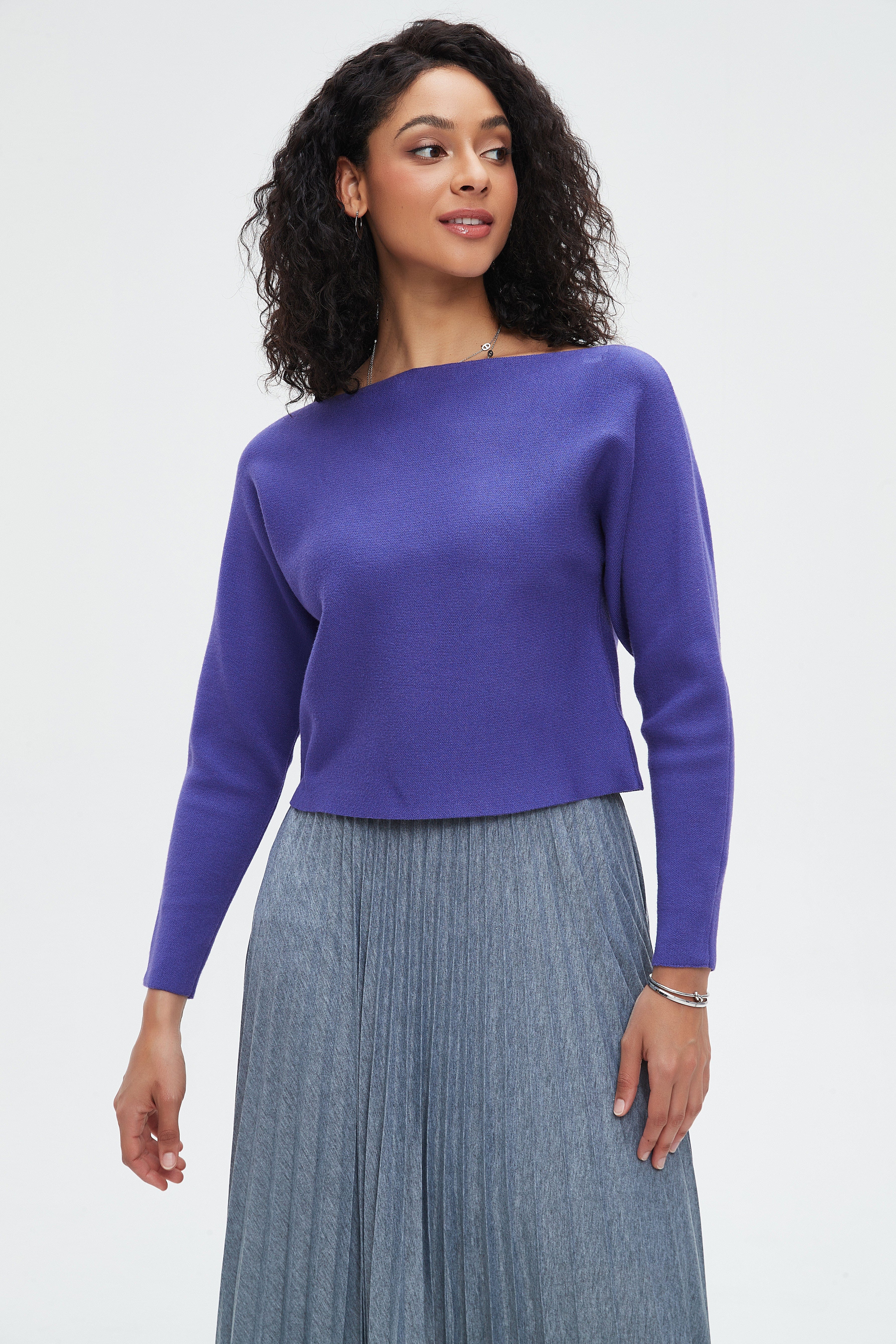 نتشي بلوزة نسائية سادة بأكمام طويلة