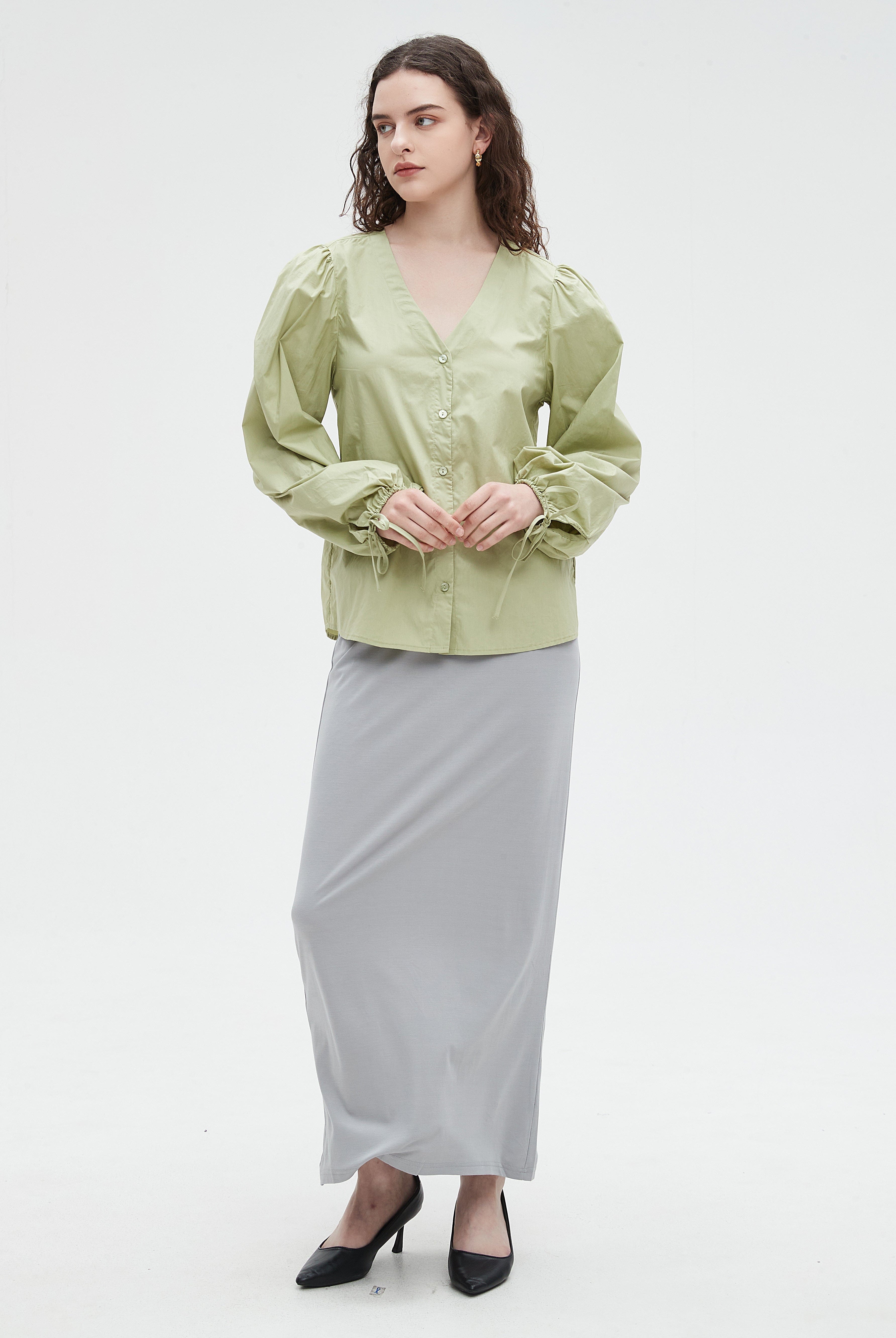 نتشي بلوزة نسائي ساده باكم طويل