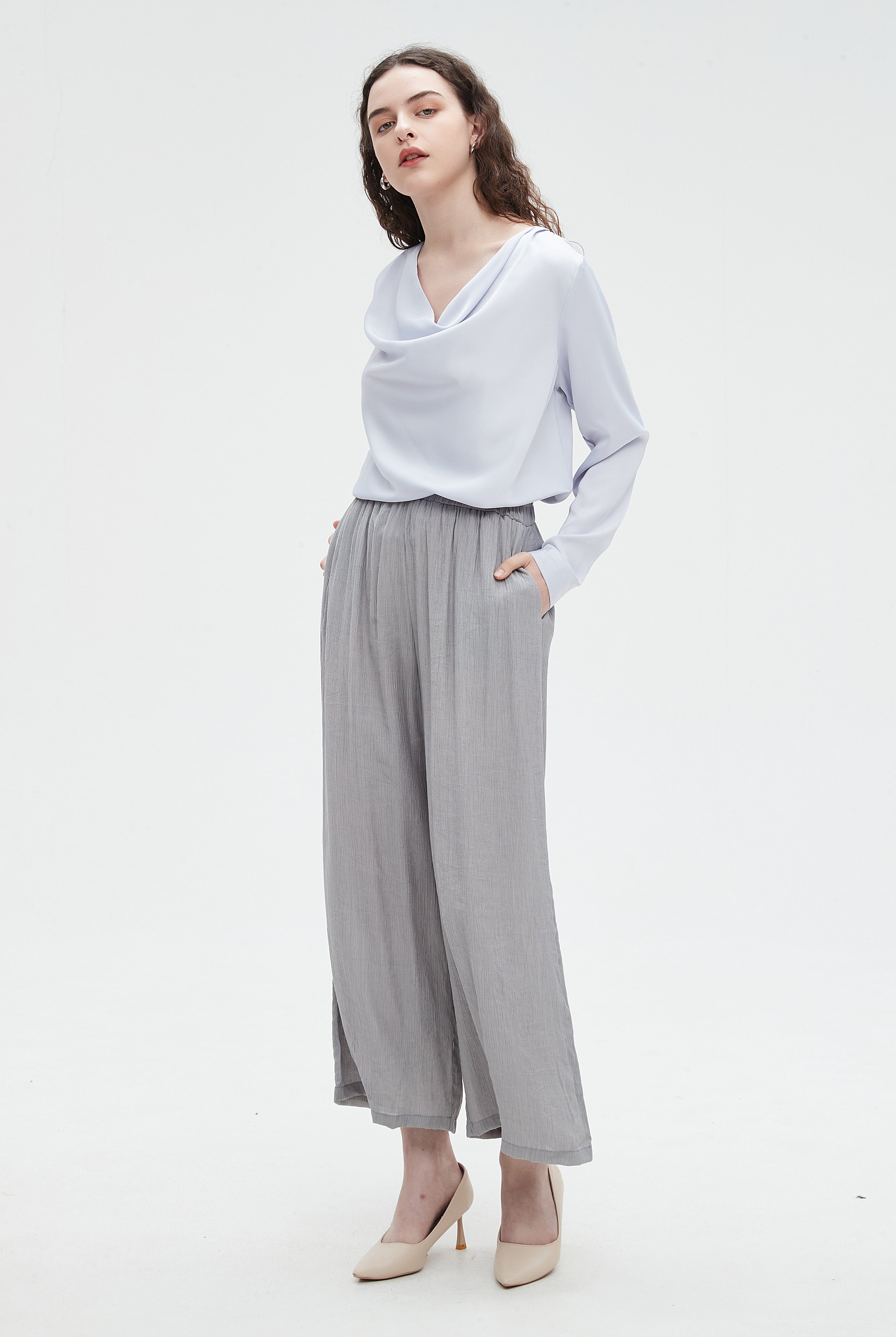 نتشي بلوزة نسائي بكم طويل ساده