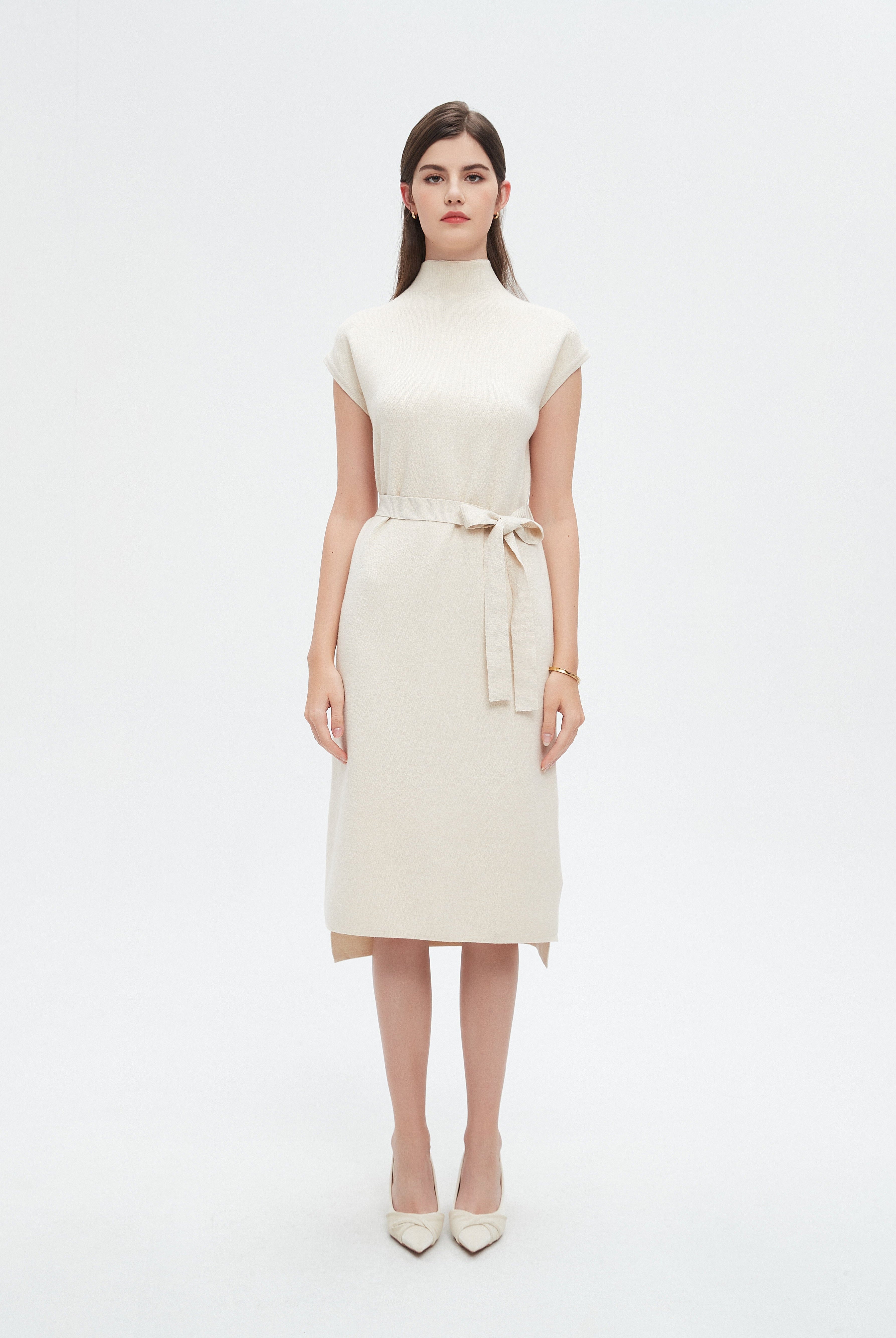 نتشي فستان نسائي ميدي بحزام عالخصر