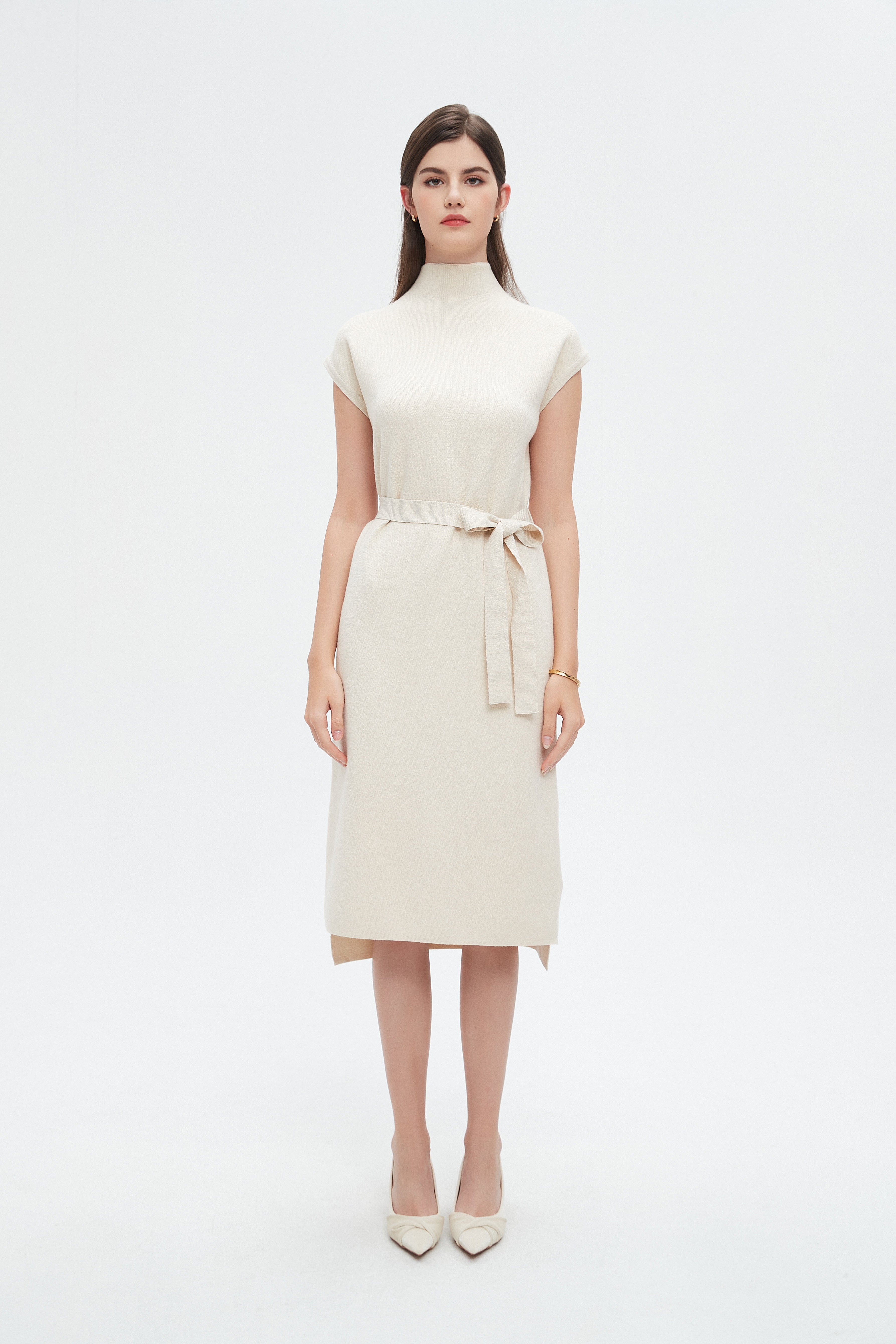 نتشي فستان نسائي ميدي بحزام عالخصر