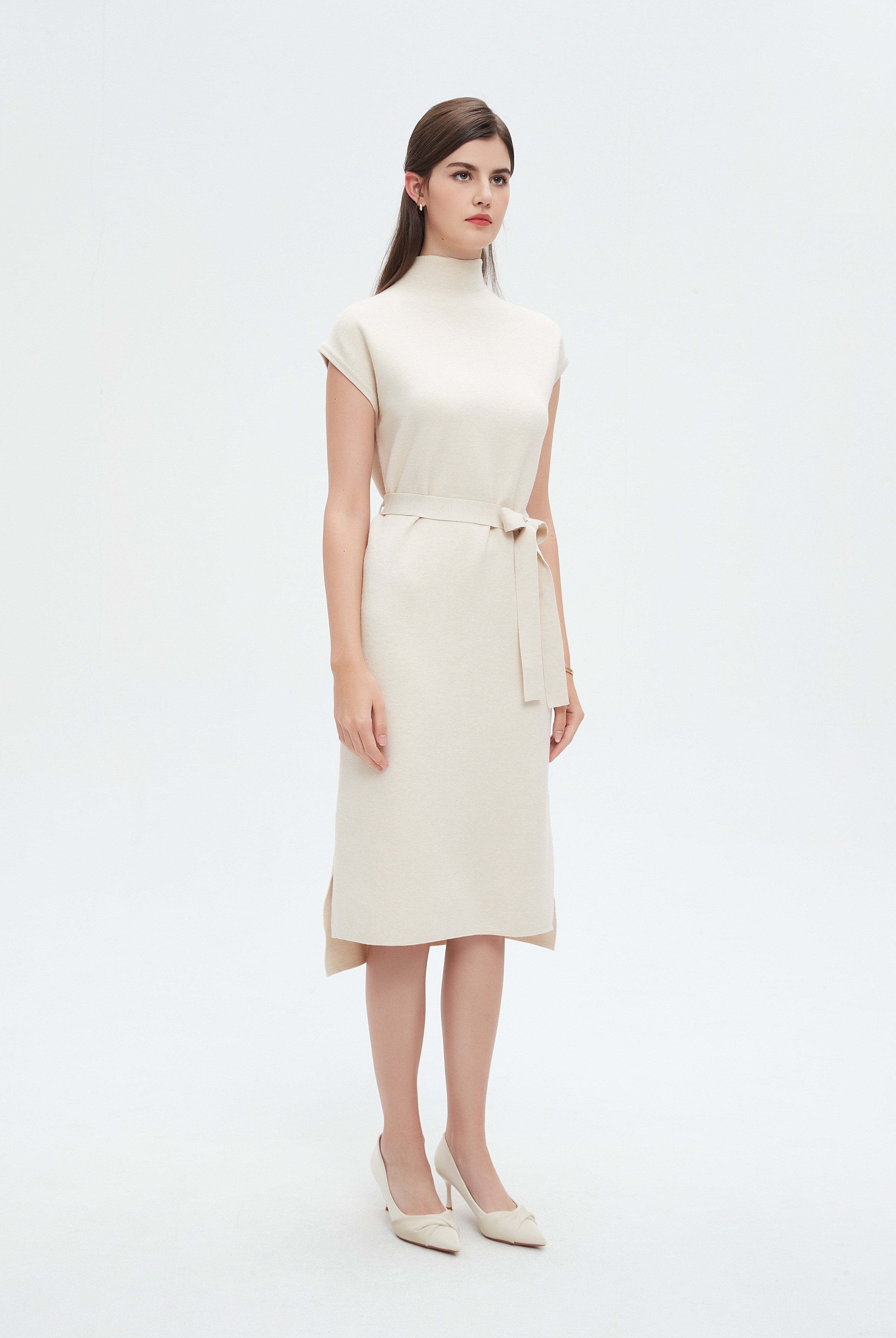 نتشي فستان نسائي ميدي بحزام عالخصر