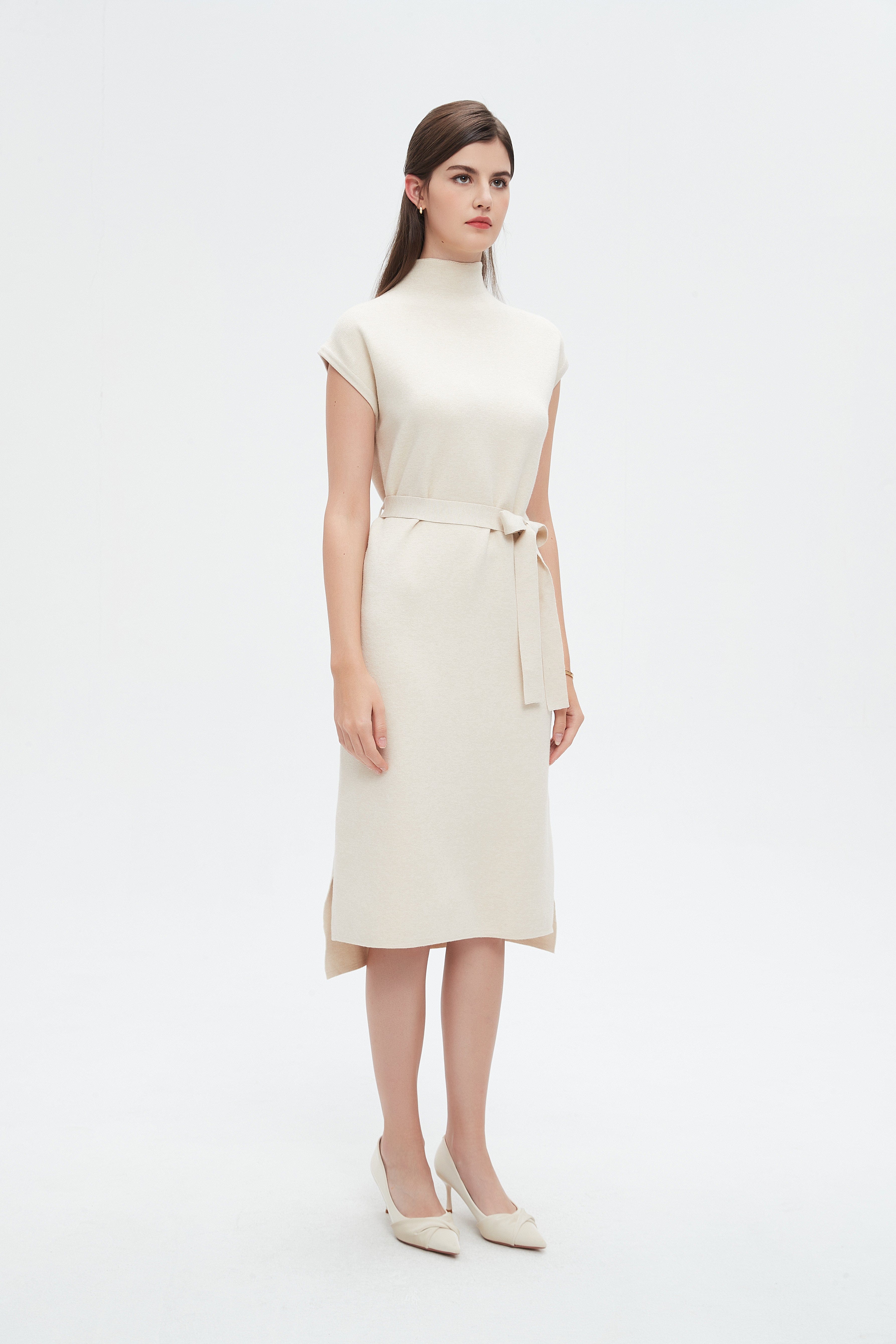 نتشي فستان نسائي ميدي بحزام عالخصر