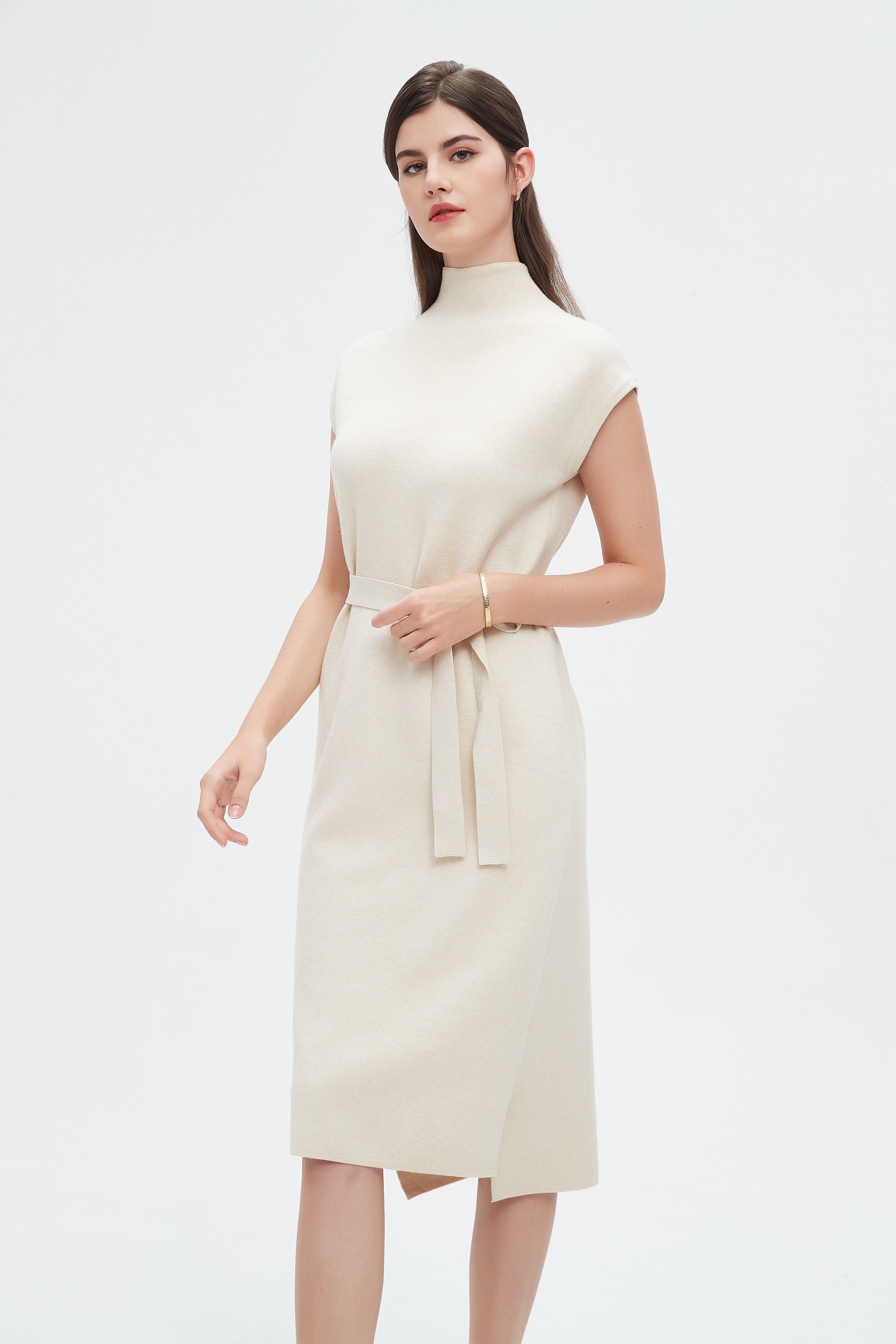 نتشي فستان نسائي ميدي بحزام عالخصر