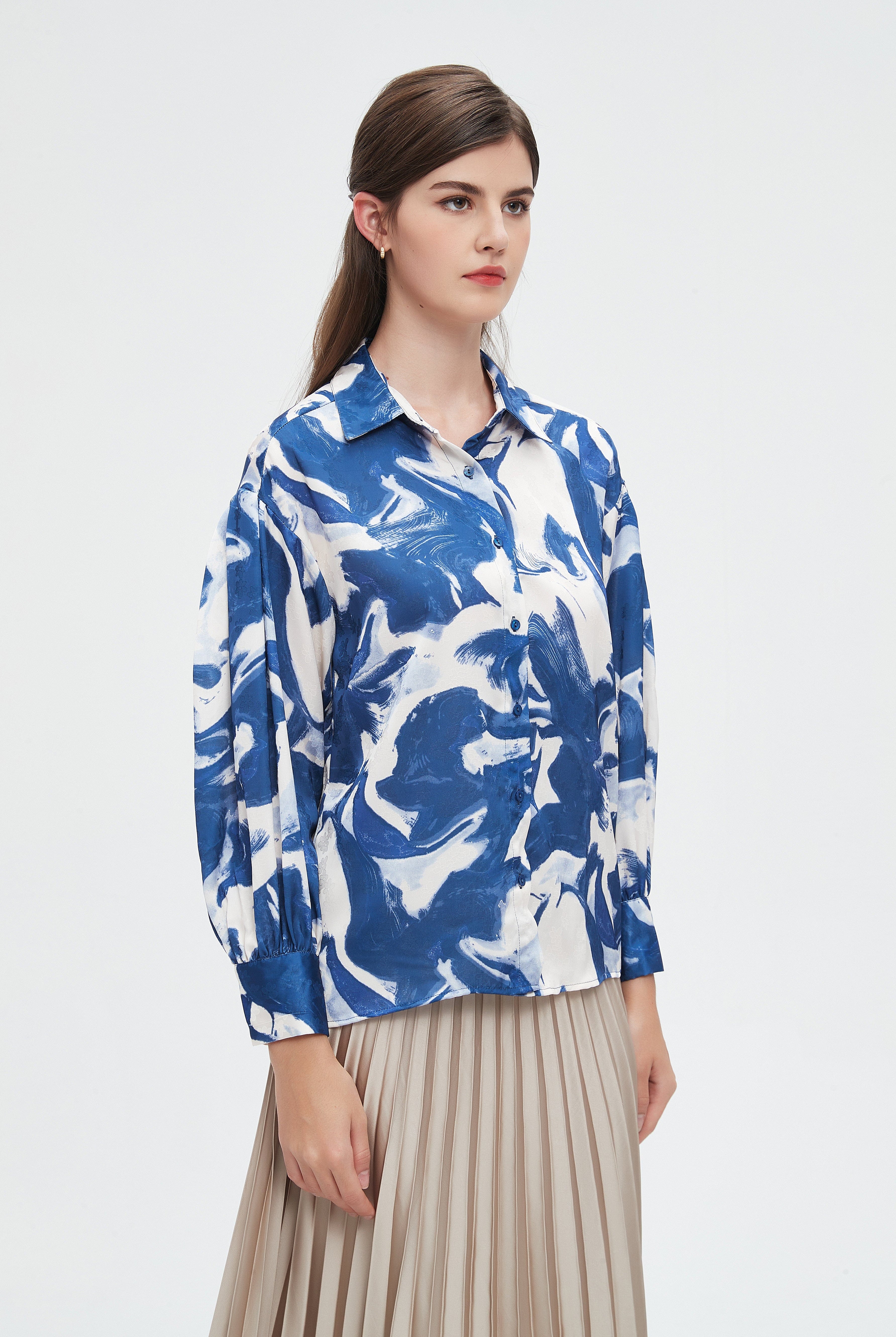 نتشي بلوزة نسائية طويلة بأكمام طويلة للدوام