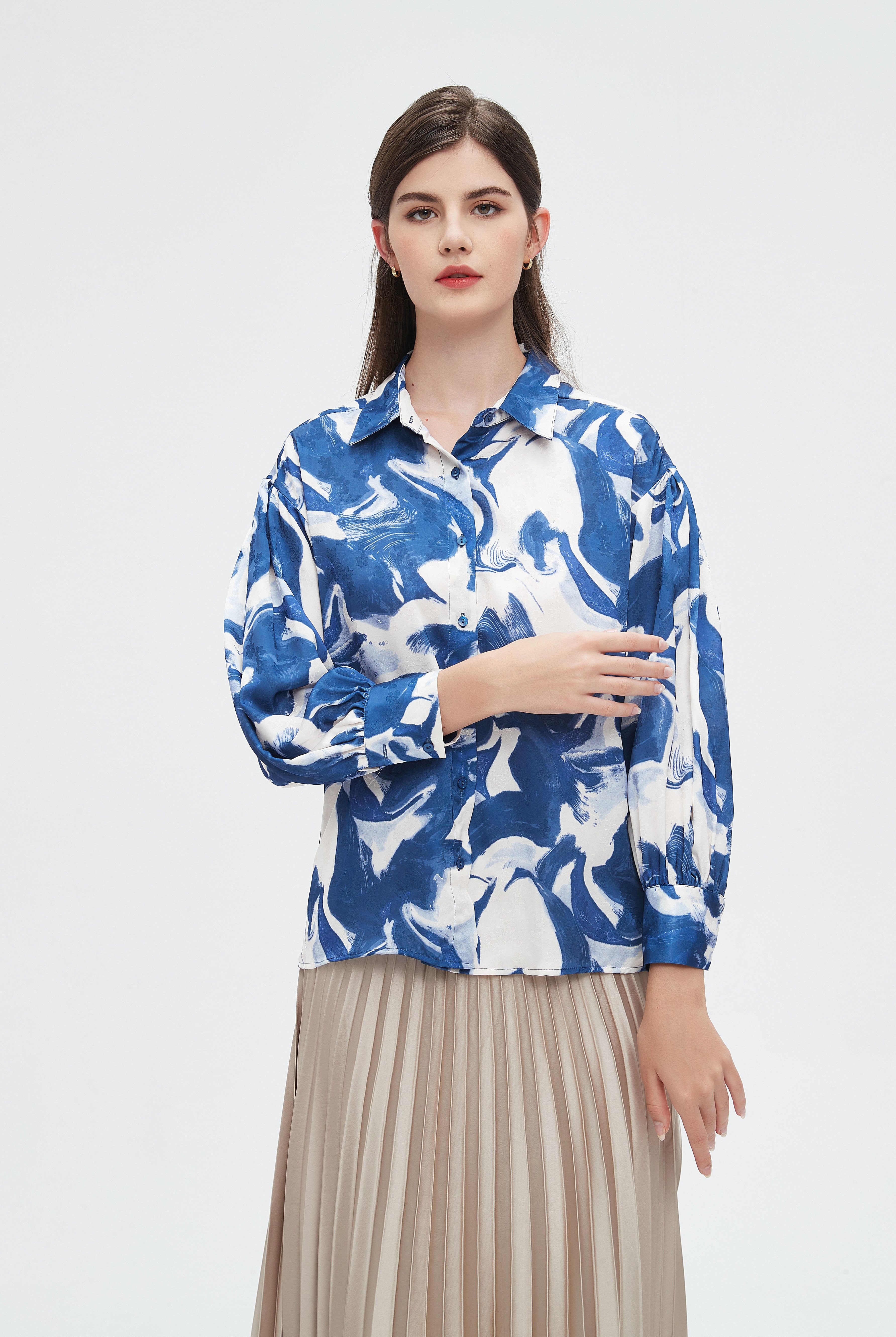 نتشي بلوزة نسائية طويلة بأكمام طويلة للدوام